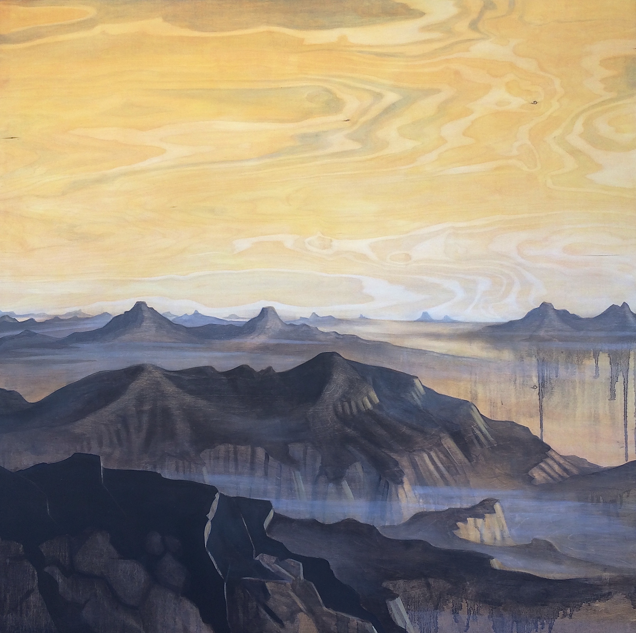 Painting by Rosanna Marmont — Badlands II, 2015, oil on birch