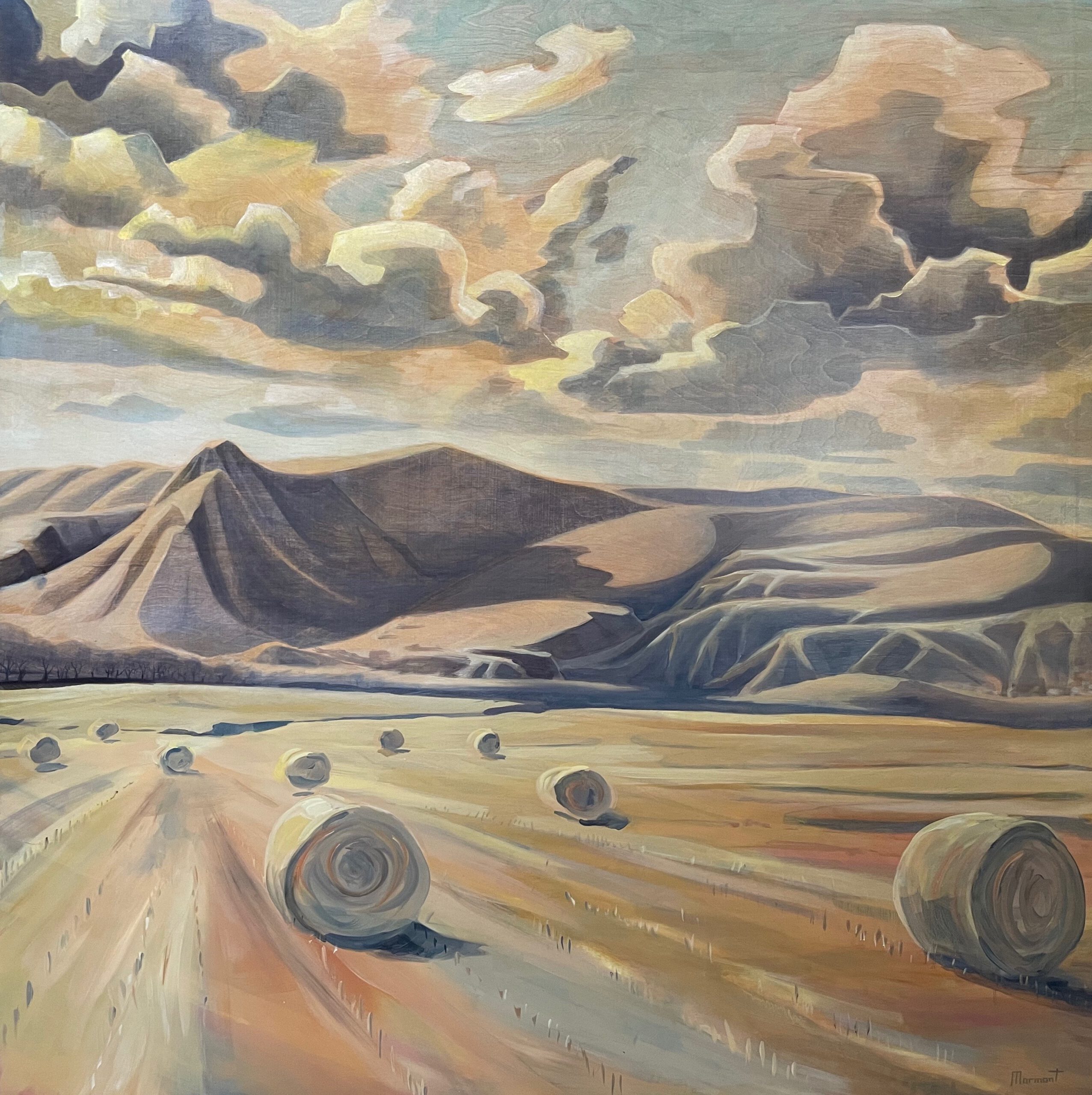 Painting by Rosanna Marmont — Bales, 2021, oil on maple