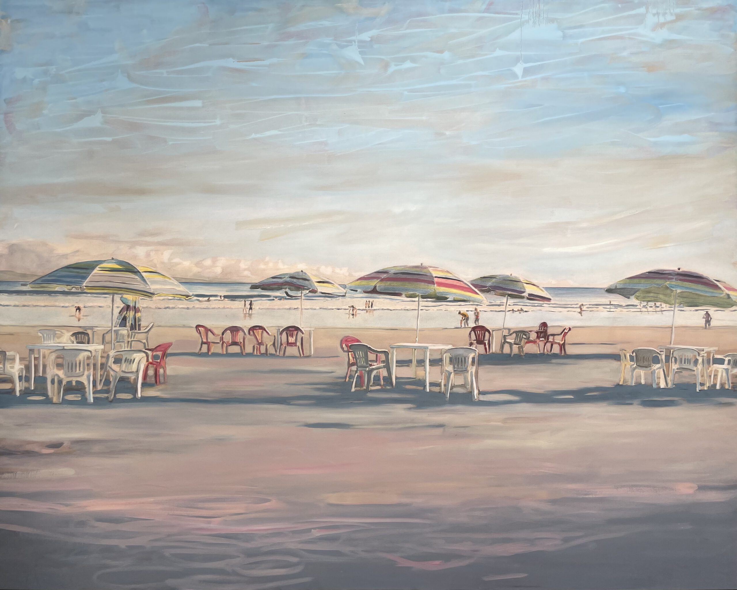Painting by Rosanna Marmont — Beach Chairs, 2020, oil on canvas