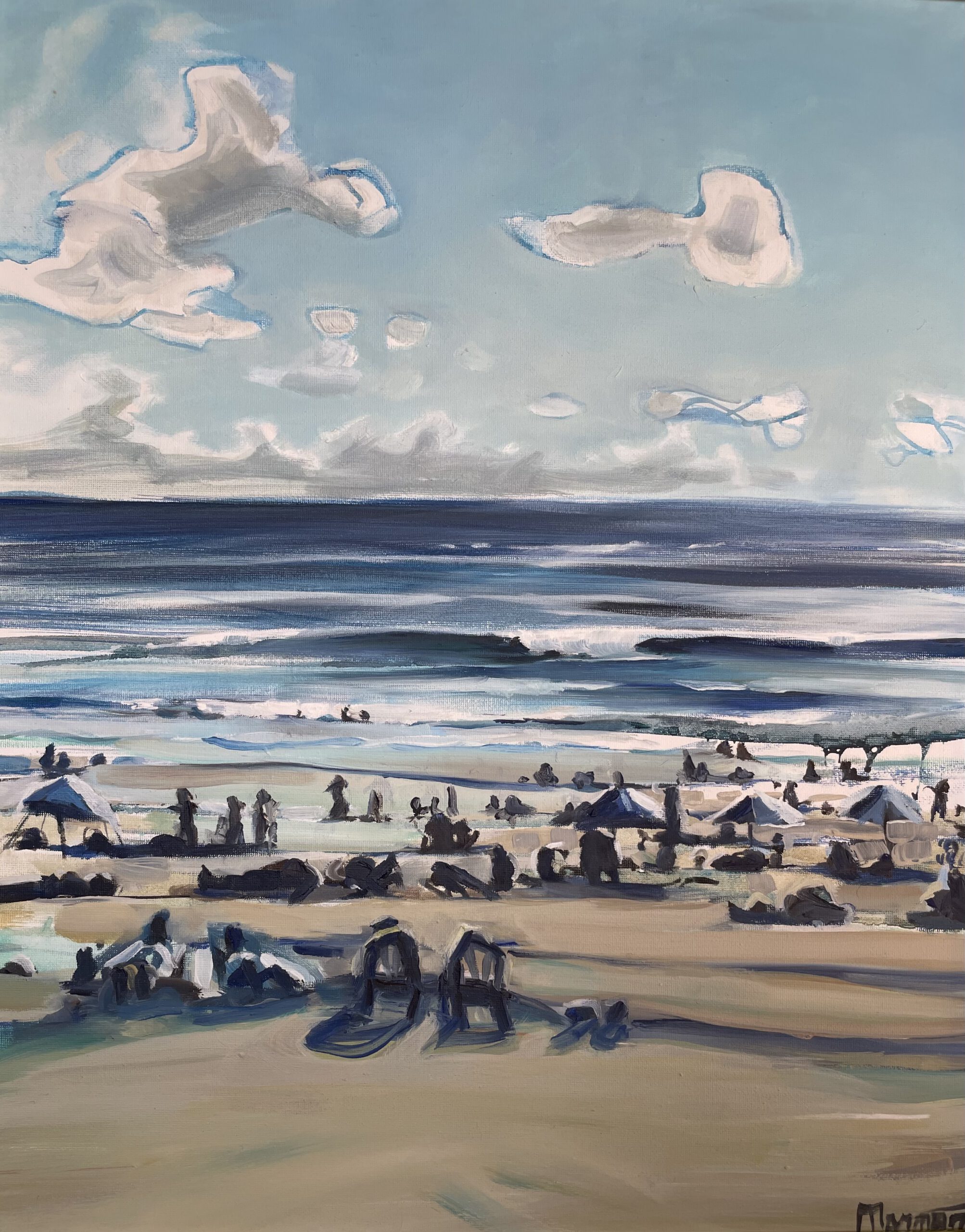 Painting by Rosanna Marmont — Beach Crowd, 2025, oil on canvas