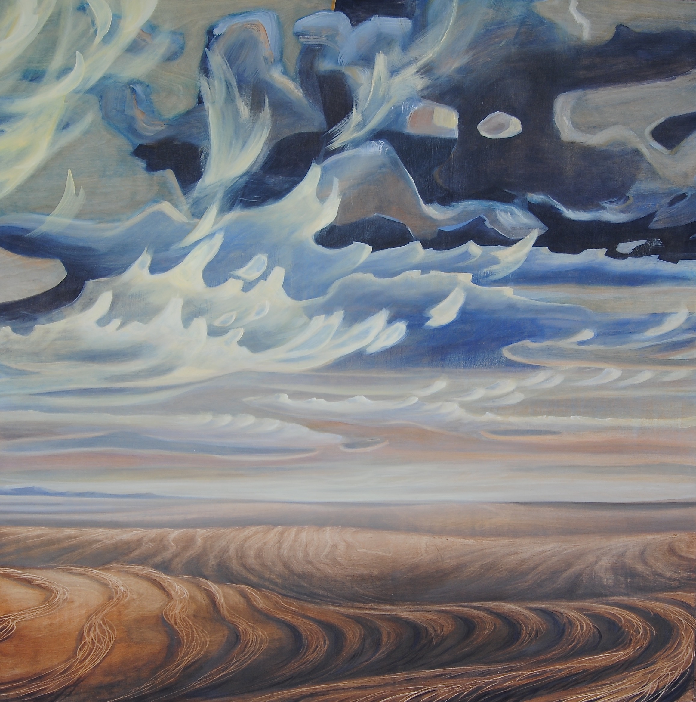 Painting by Rosanna Marmont — Between the Furrows, 2015, oil on maple