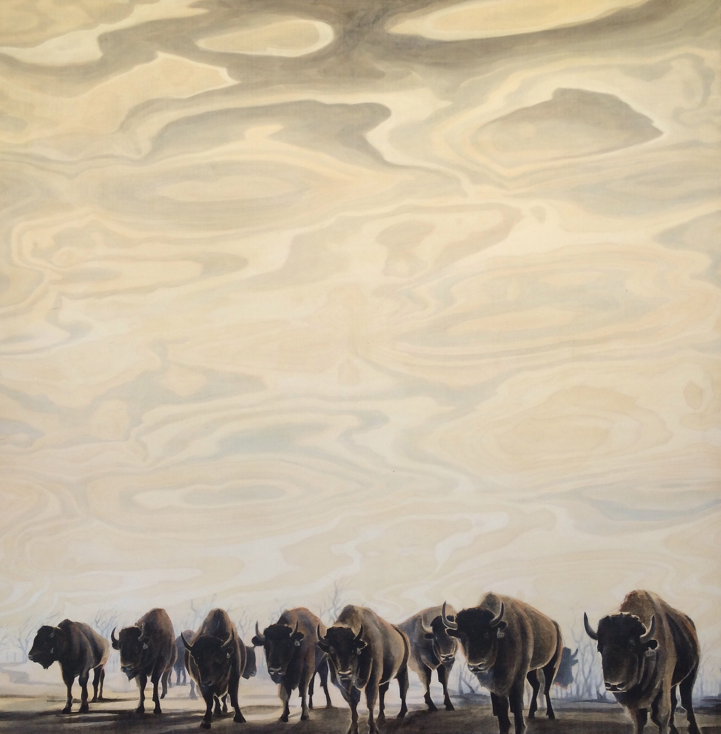 Painting by Rosanna Marmont — Bison #830, 2016, oil on birch