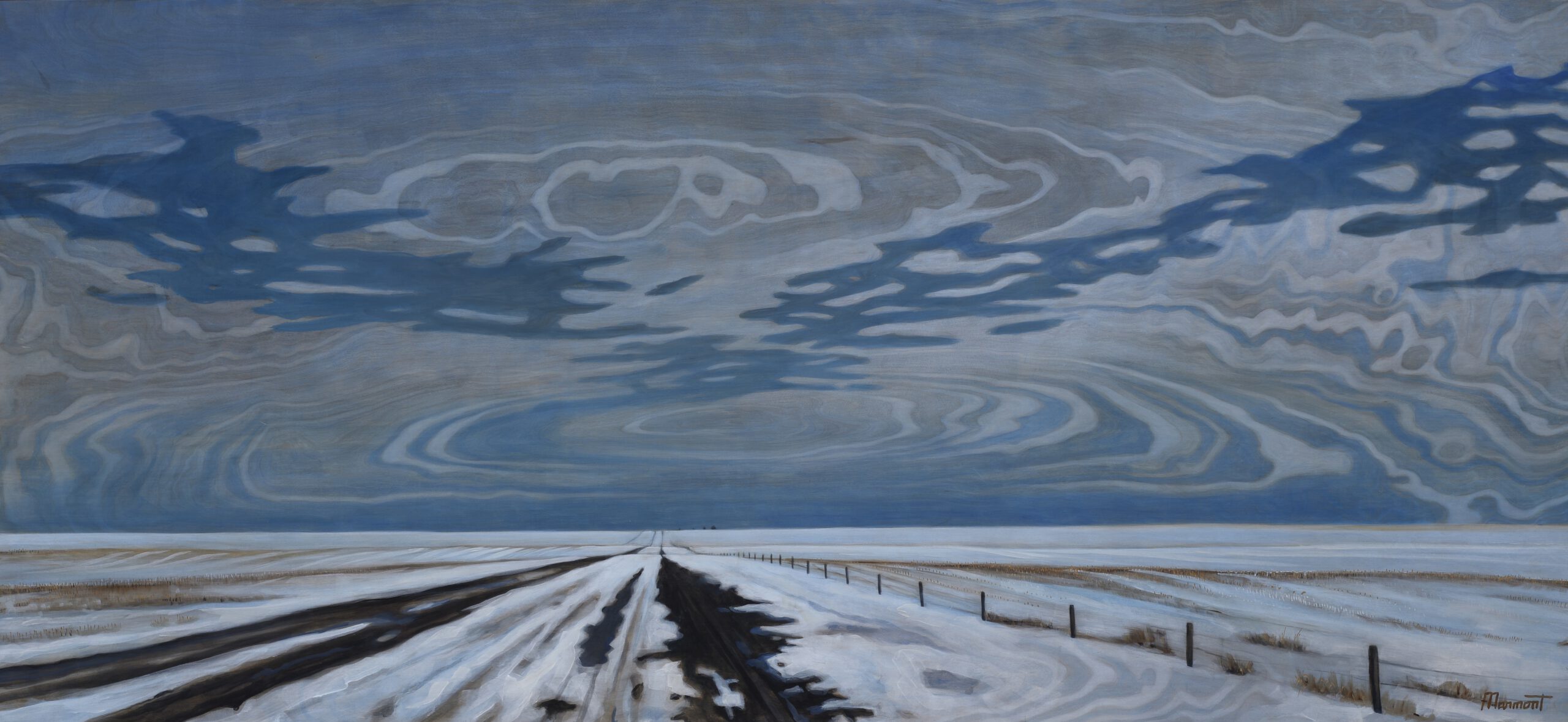 Painting by Rosanna Marmont — Blue Alberta, 2017, oil on maple