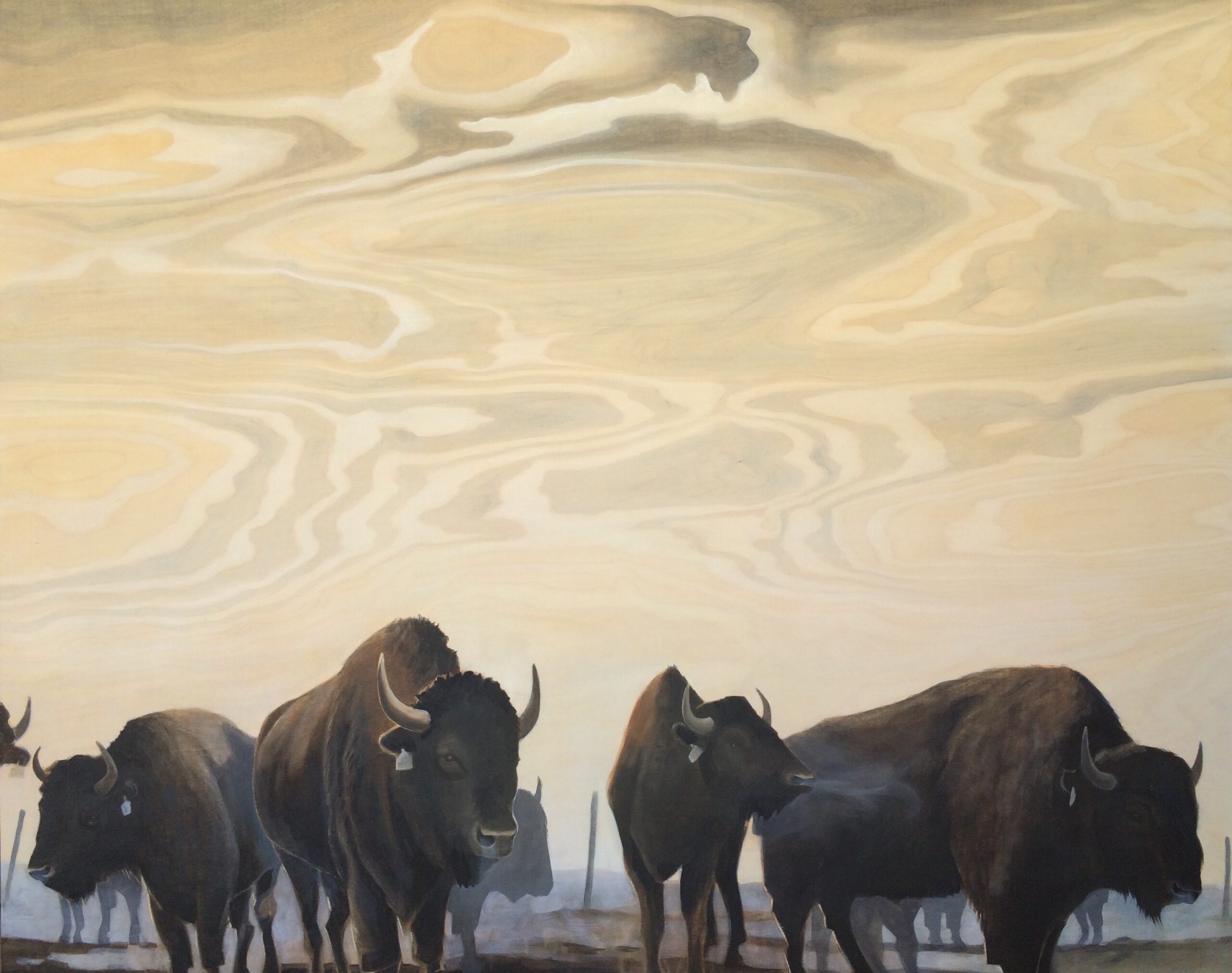 Painting by Rosanna Marmont — Buffalo, 2016, mixed media on baltic birch