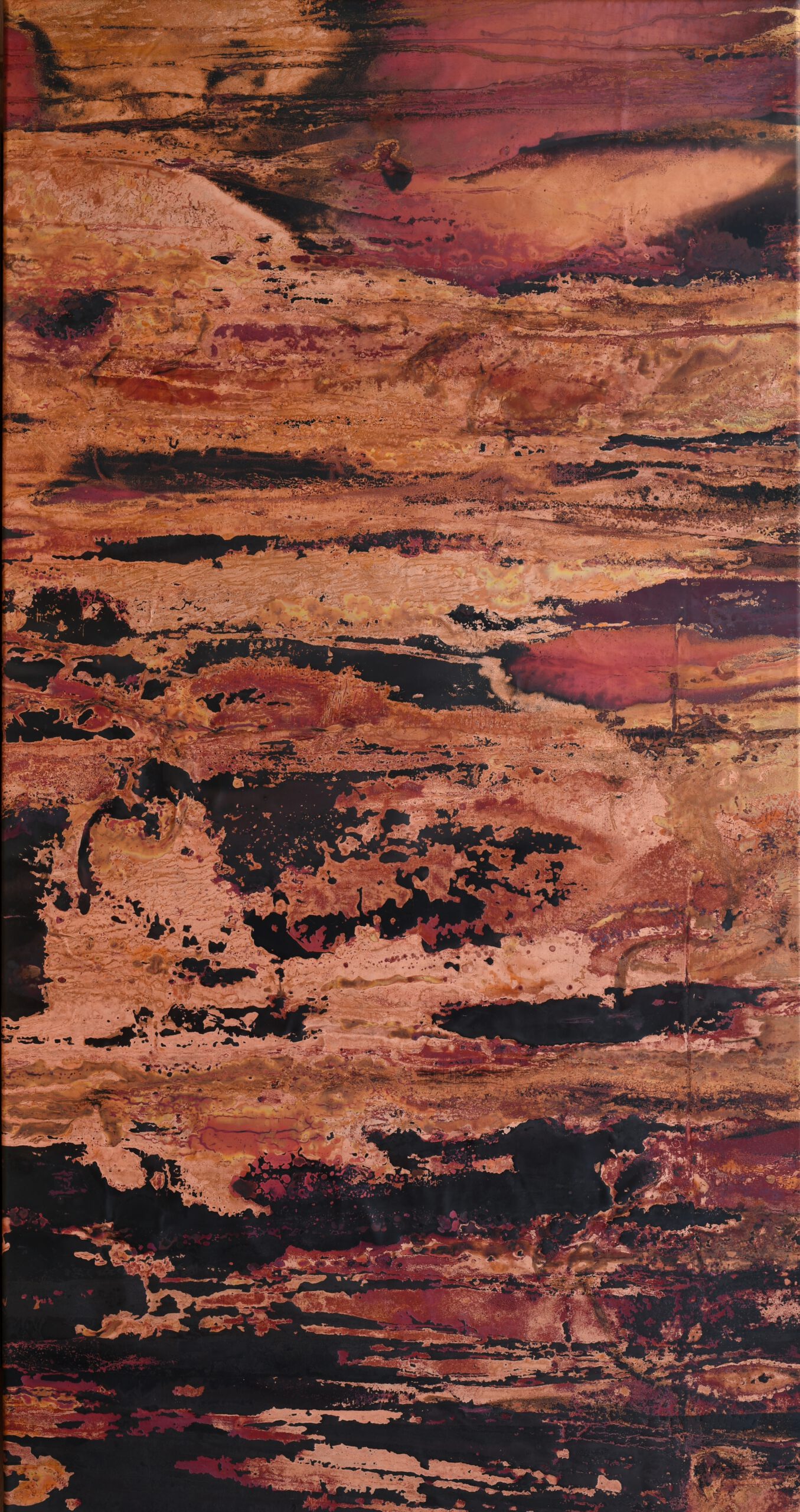 Painting by Rosanna Marmont — Burning Down, 2017, fired copper