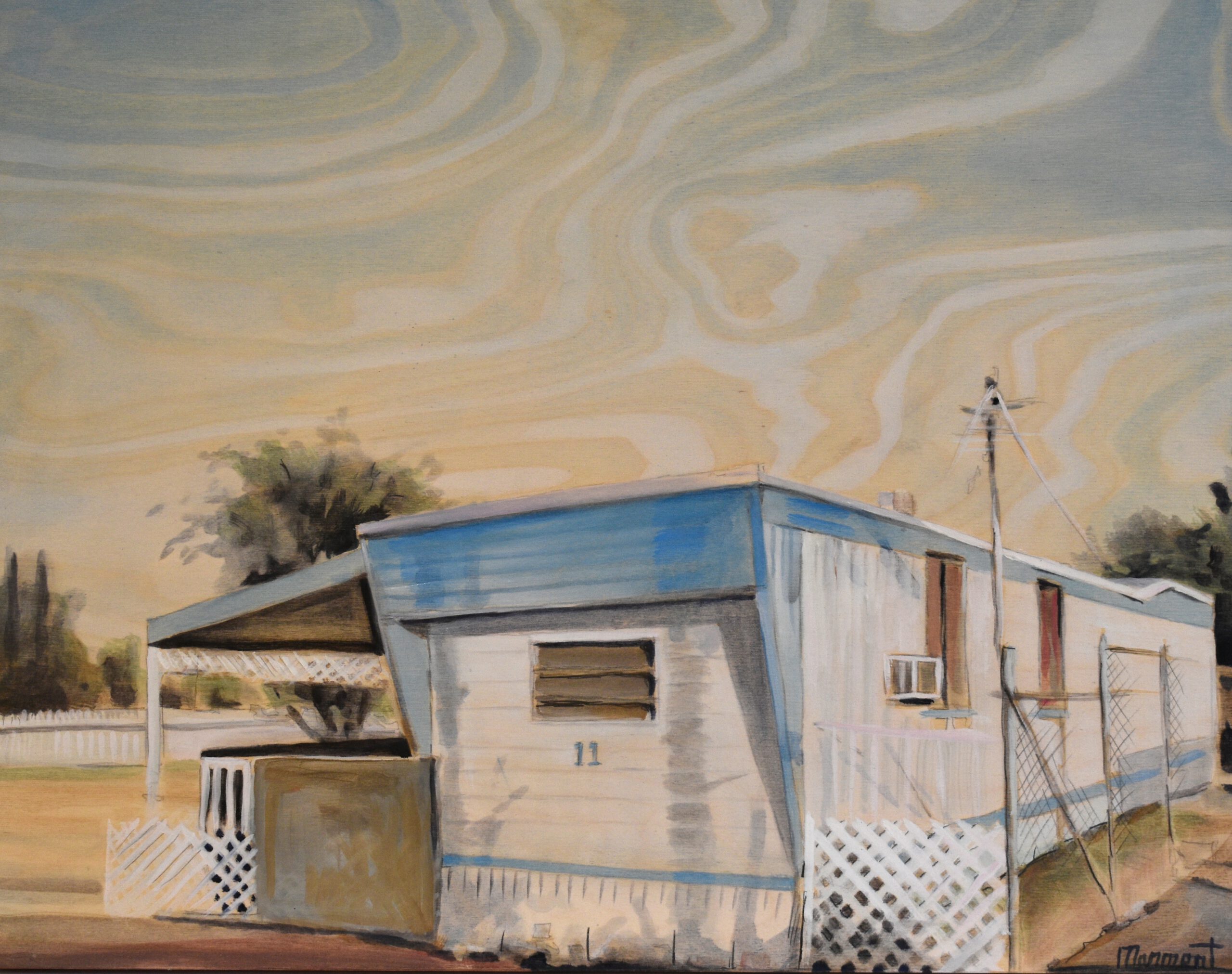 Painting by Rosanna Marmont — Far-Horizons, 2019, oil and pencil birch