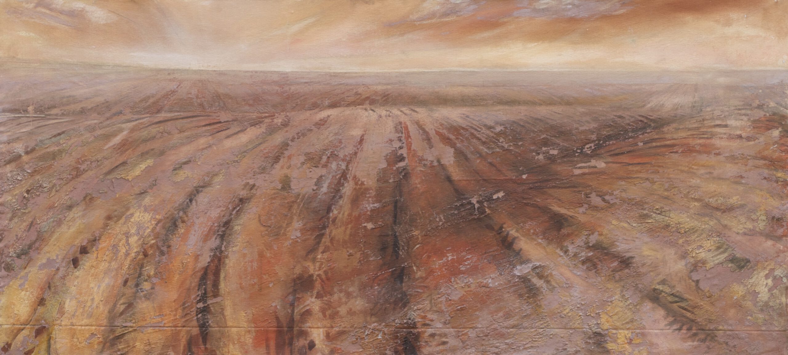Painting by Rosanna Marmont — Fields, 2009, acrylic and clay on canvas