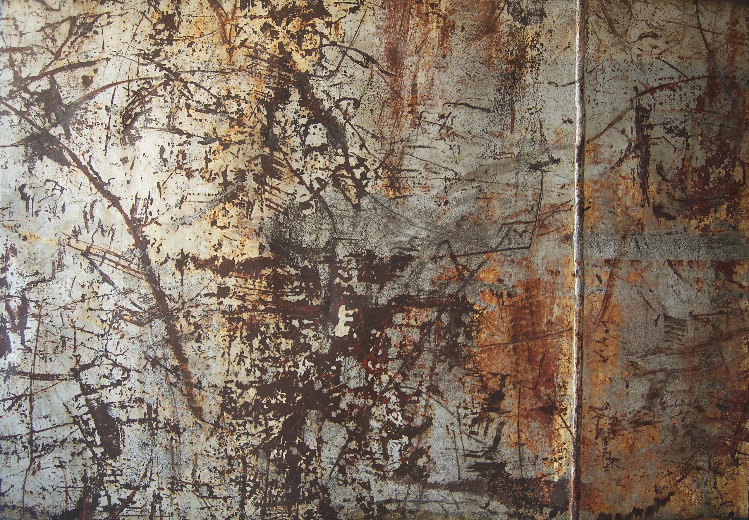 Painting by Rosanna Marmont — Found in Tucson II, 2018, recycled industrial steel