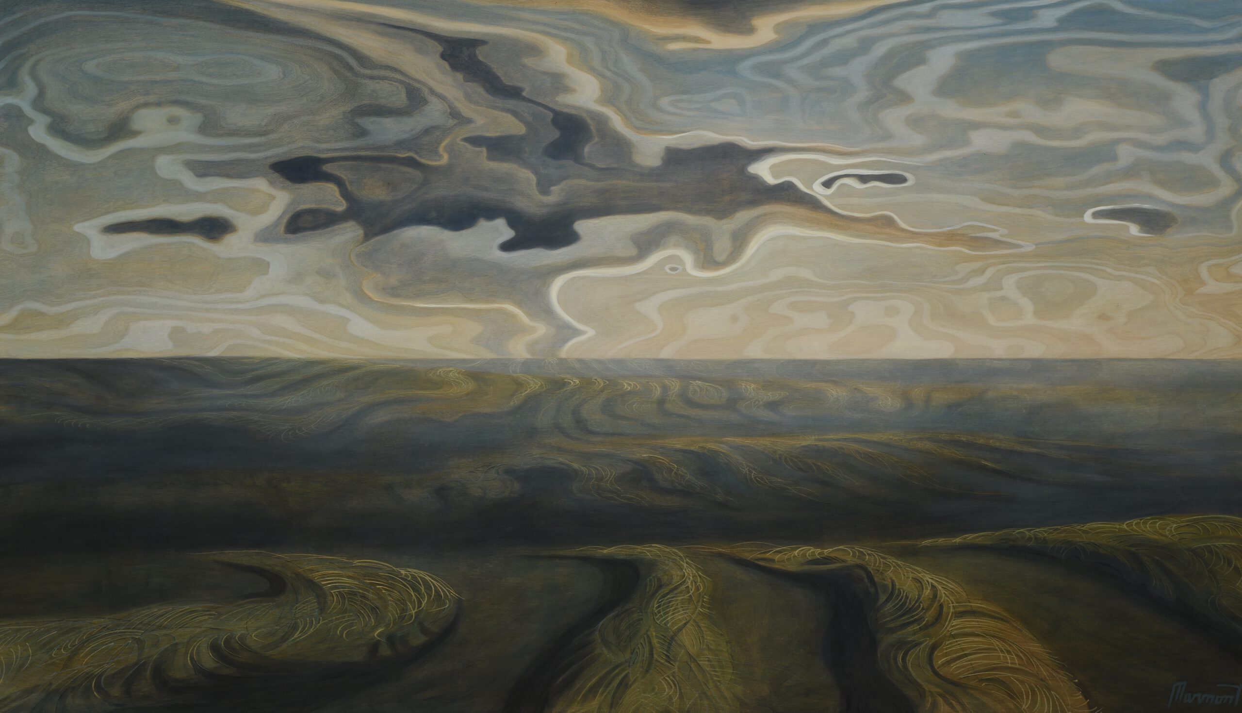 Painting by Rosanna Marmont — Green Alberta, 2017, oil on birch