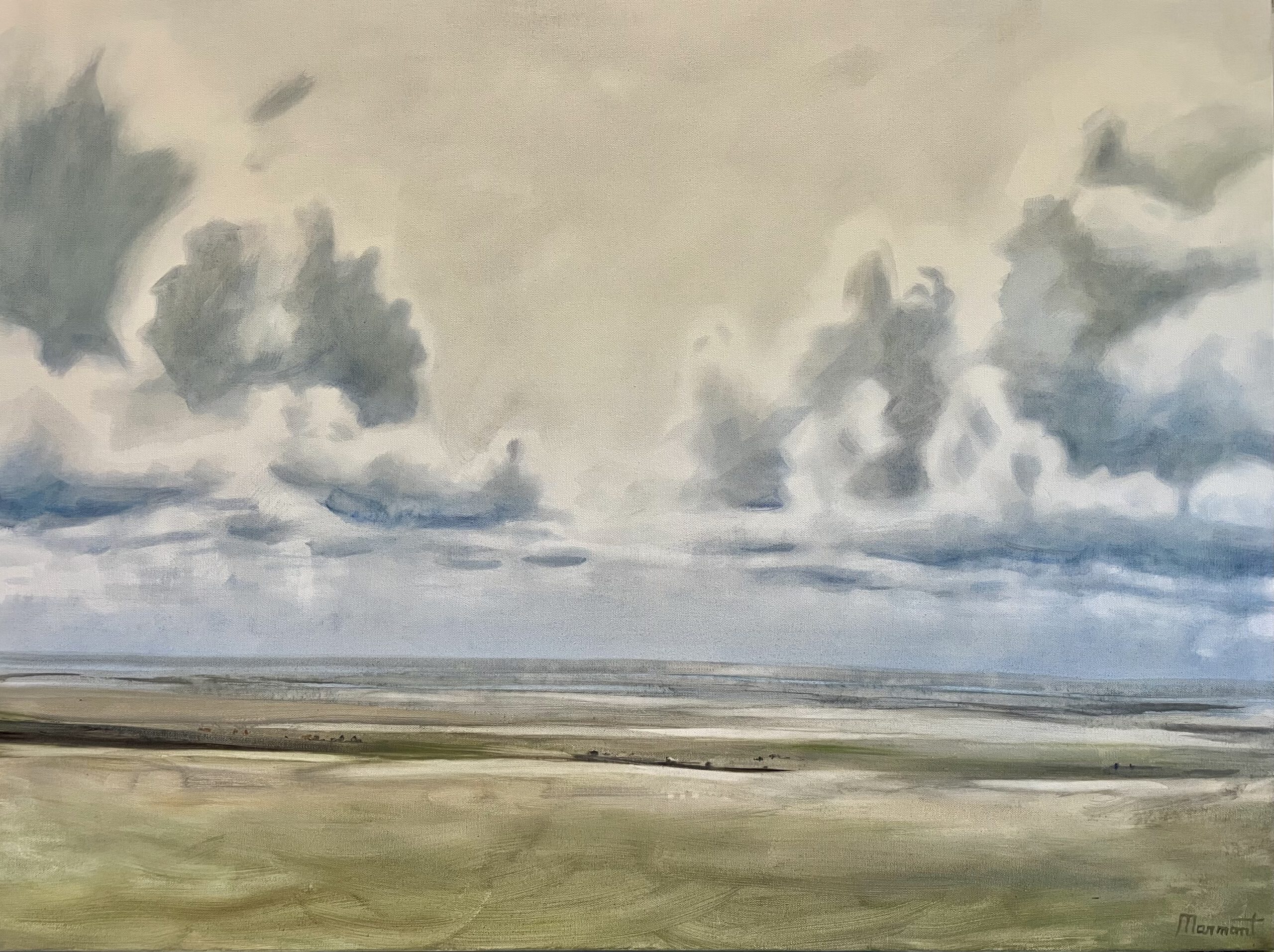Painting by Rosanna Marmont — Green Fields, 2022, oil on canvas