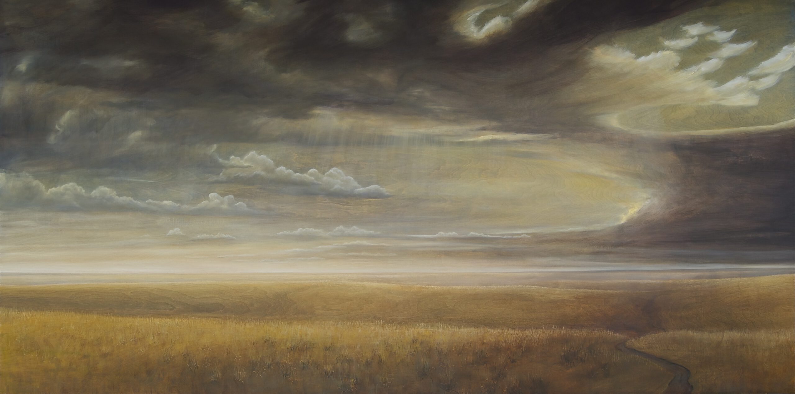 Painting by Rosanna Marmont — Lake Field, 2013, oil on birch
