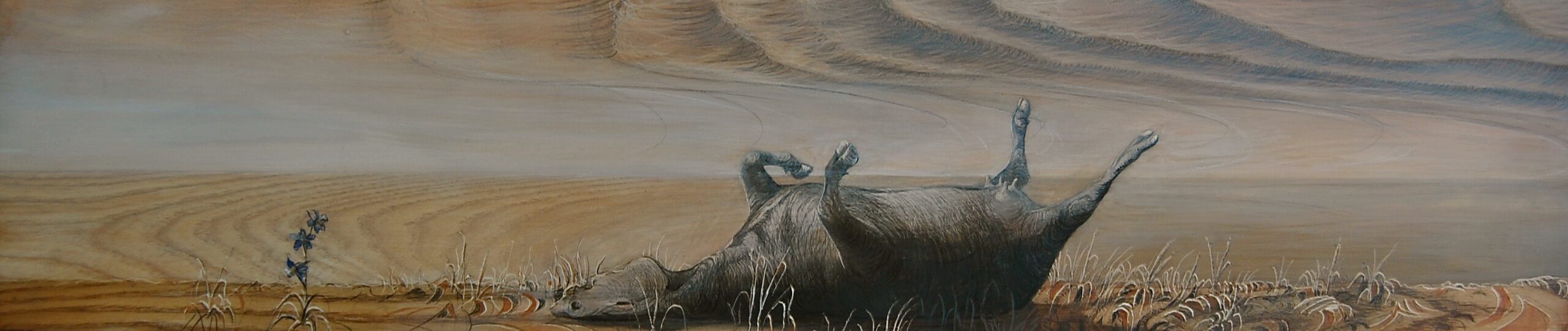 Painting by Rosanna Marmont — Larkspur, 2011, oil, wood stain and pencil on birch