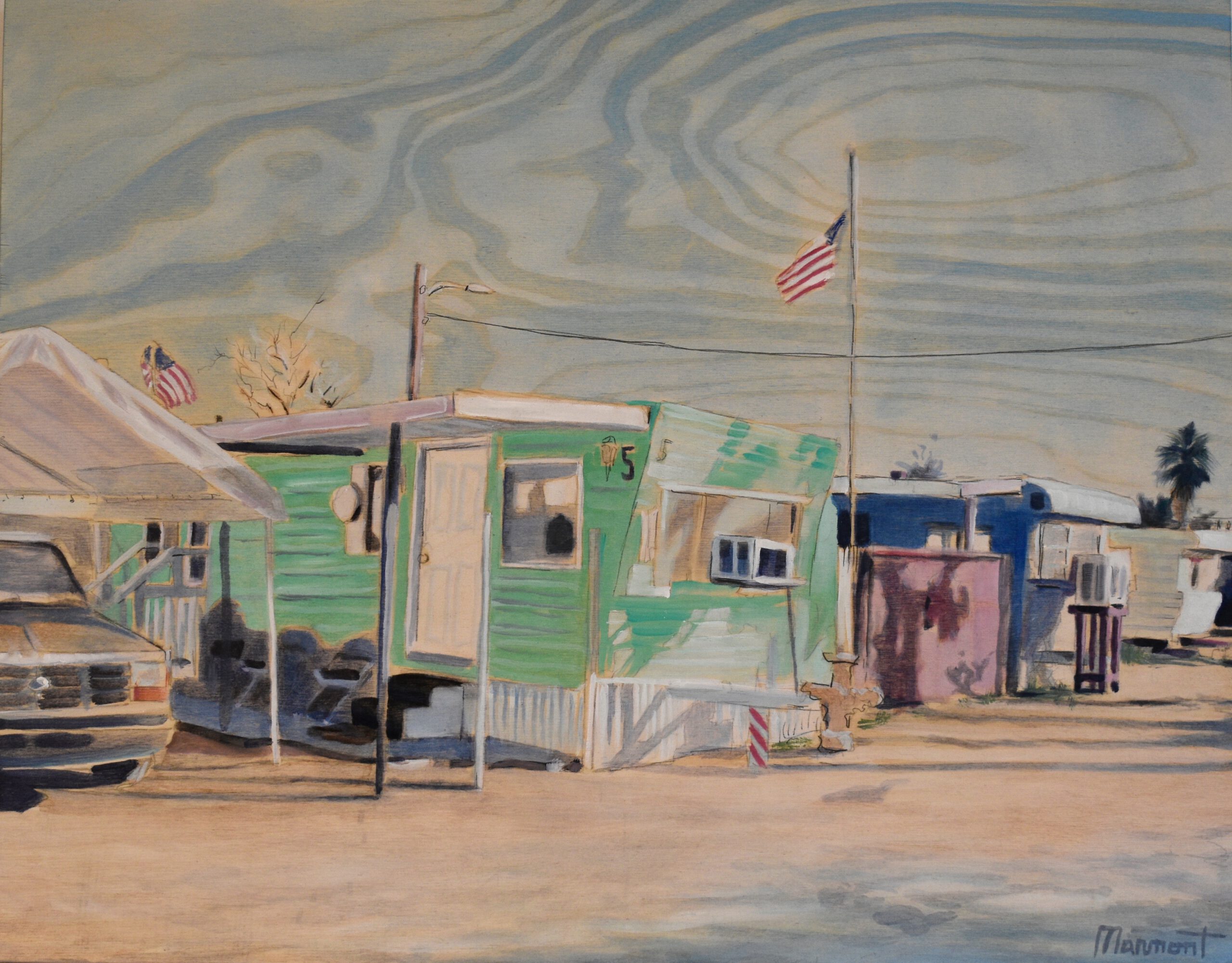 Painting by Rosanna Marmont — Lee Lodge, 2019, oil and pencil birch