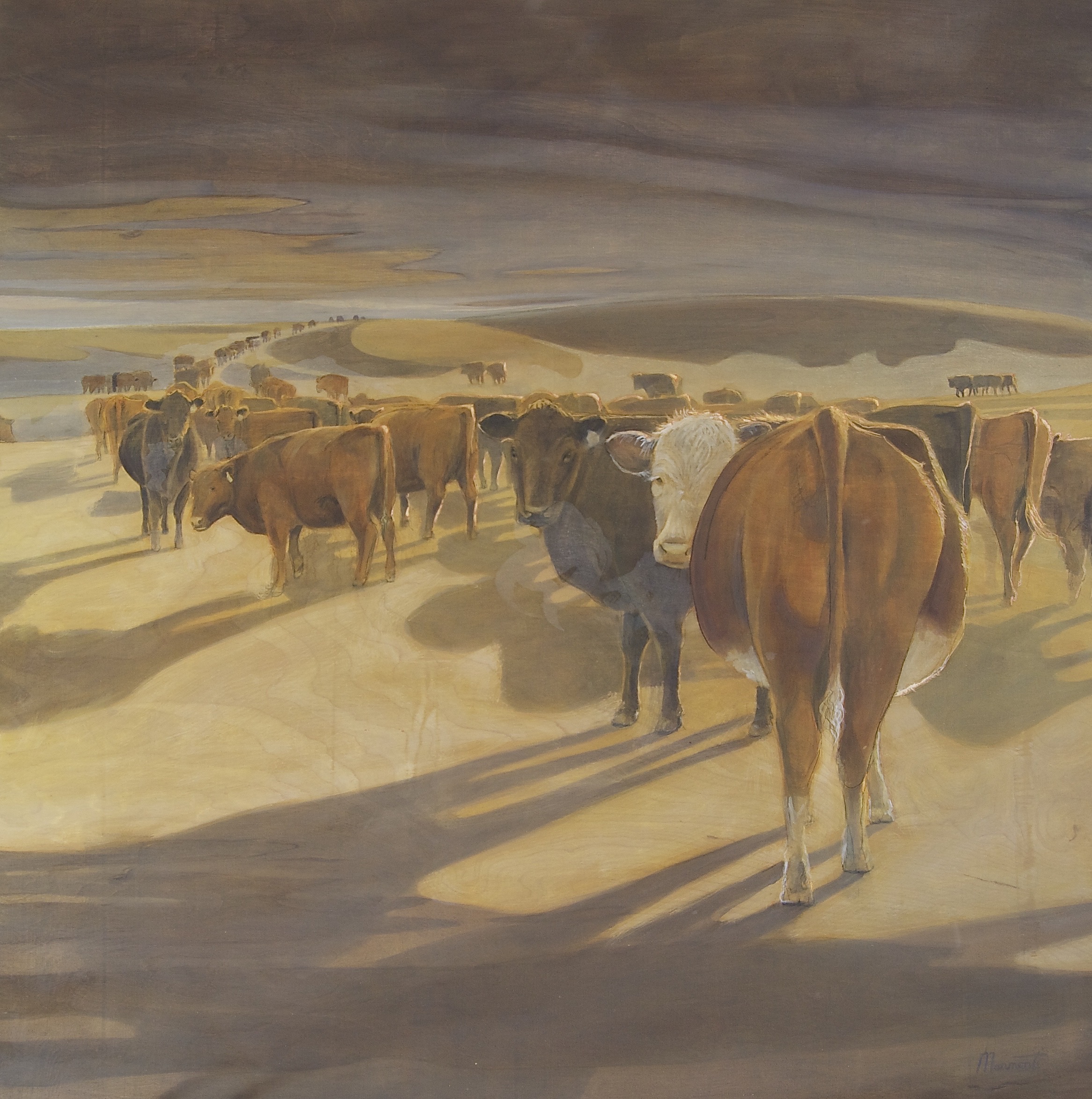 Painting by Rosanna Marmont — Looking Back, 2014, oil on maple