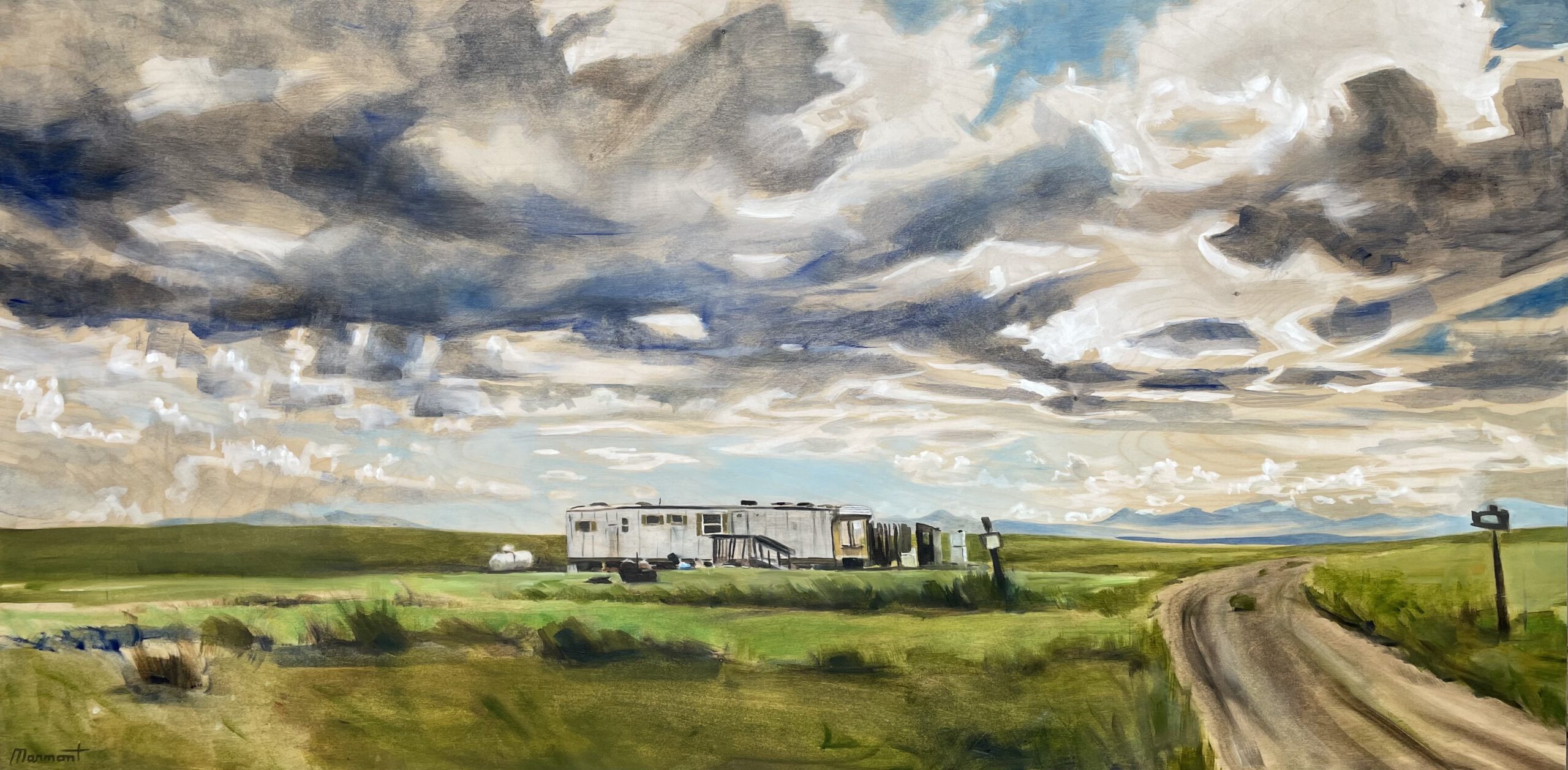 Painting by Rosanna Marmont — Montana Home, 2022, oil on wood