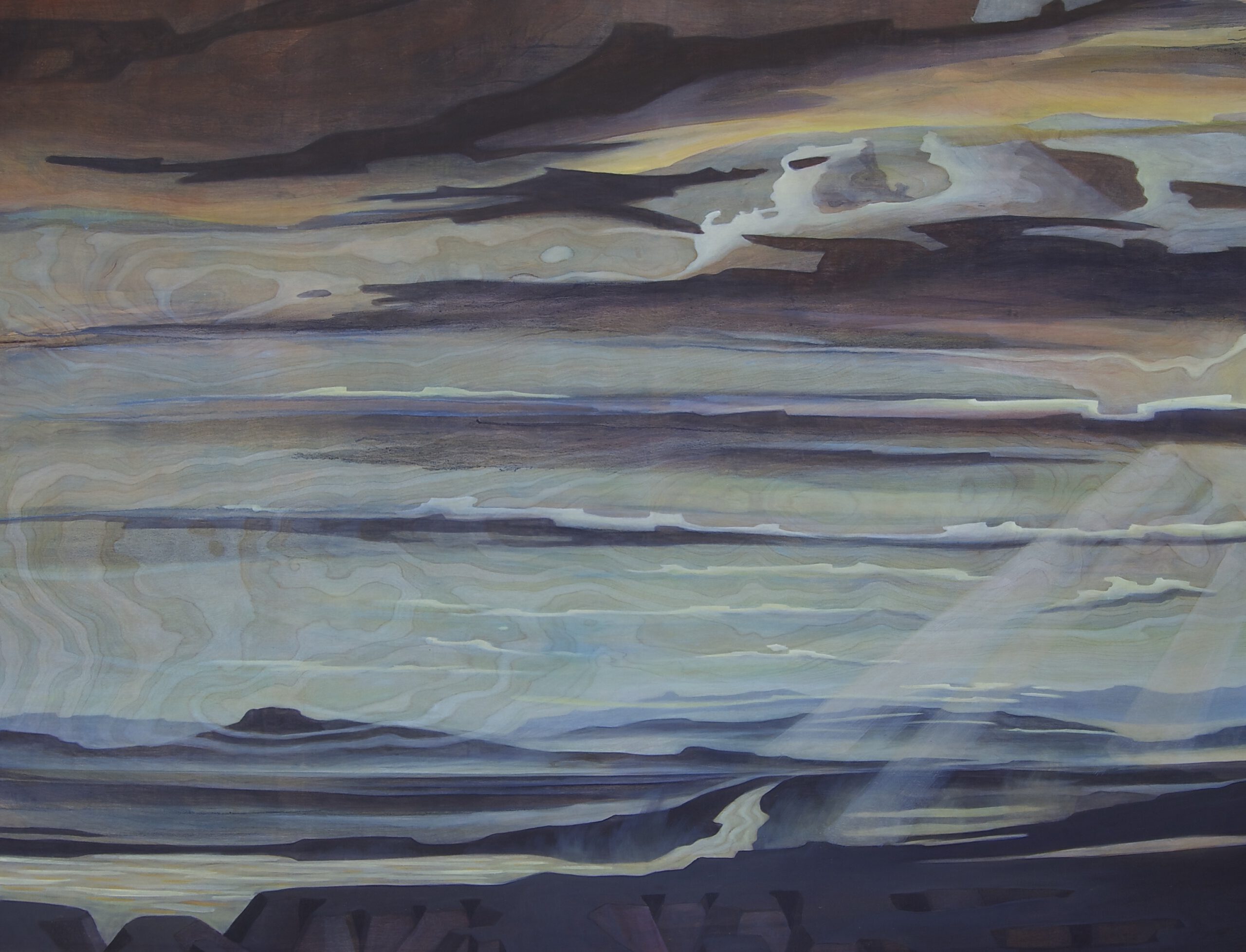 Painting by Rosanna Marmont — Mountains in Blue, 2015, oil on maple