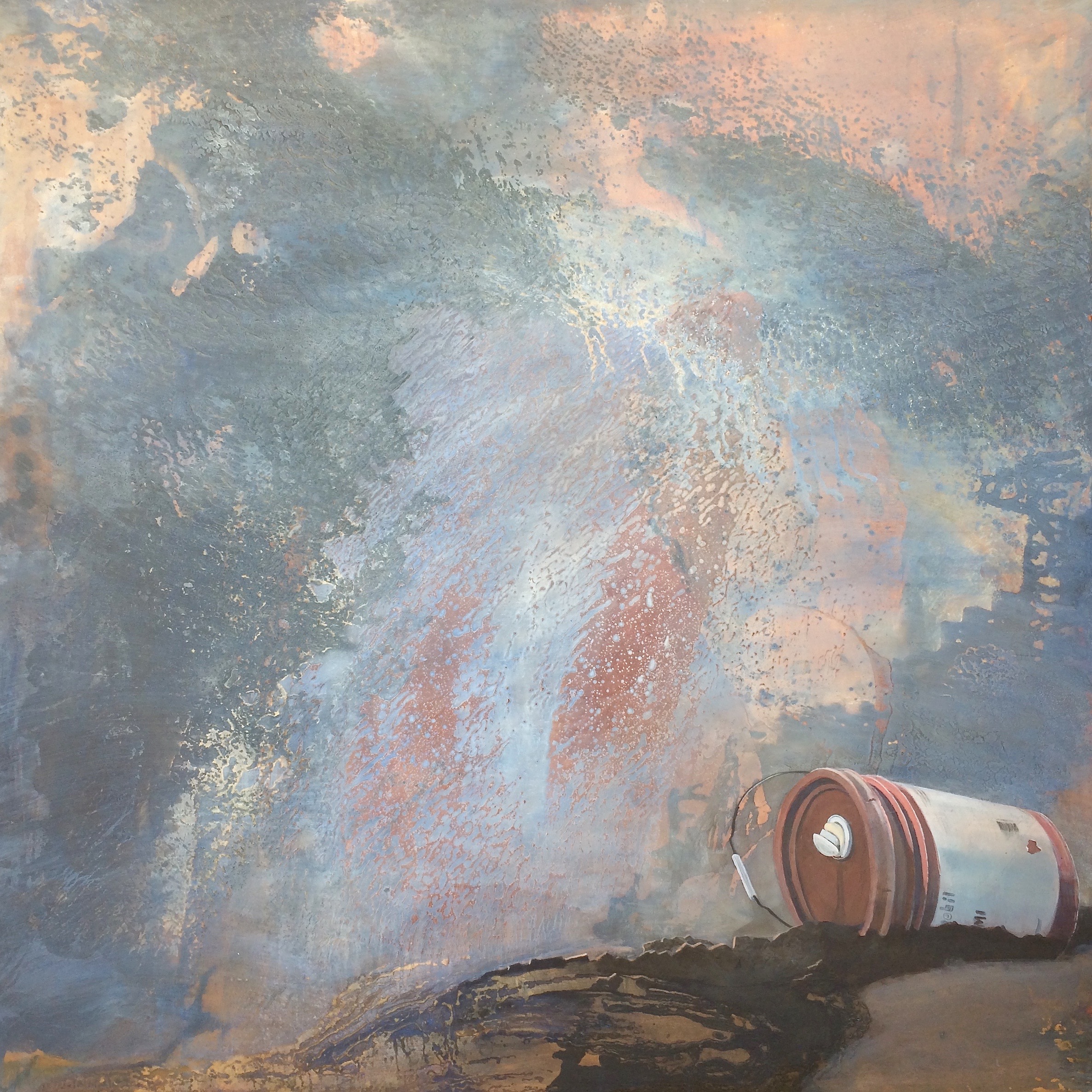 Painting by Rosanna Marmont — Oil Spill, 2016, oil on maple