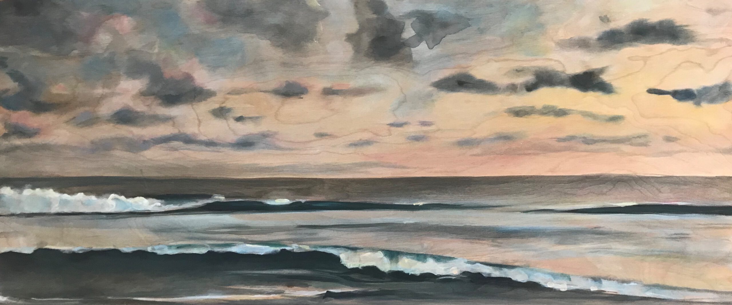 Painting by Rosanna Marmont — Orange and Black, 2020, watercolor on birch