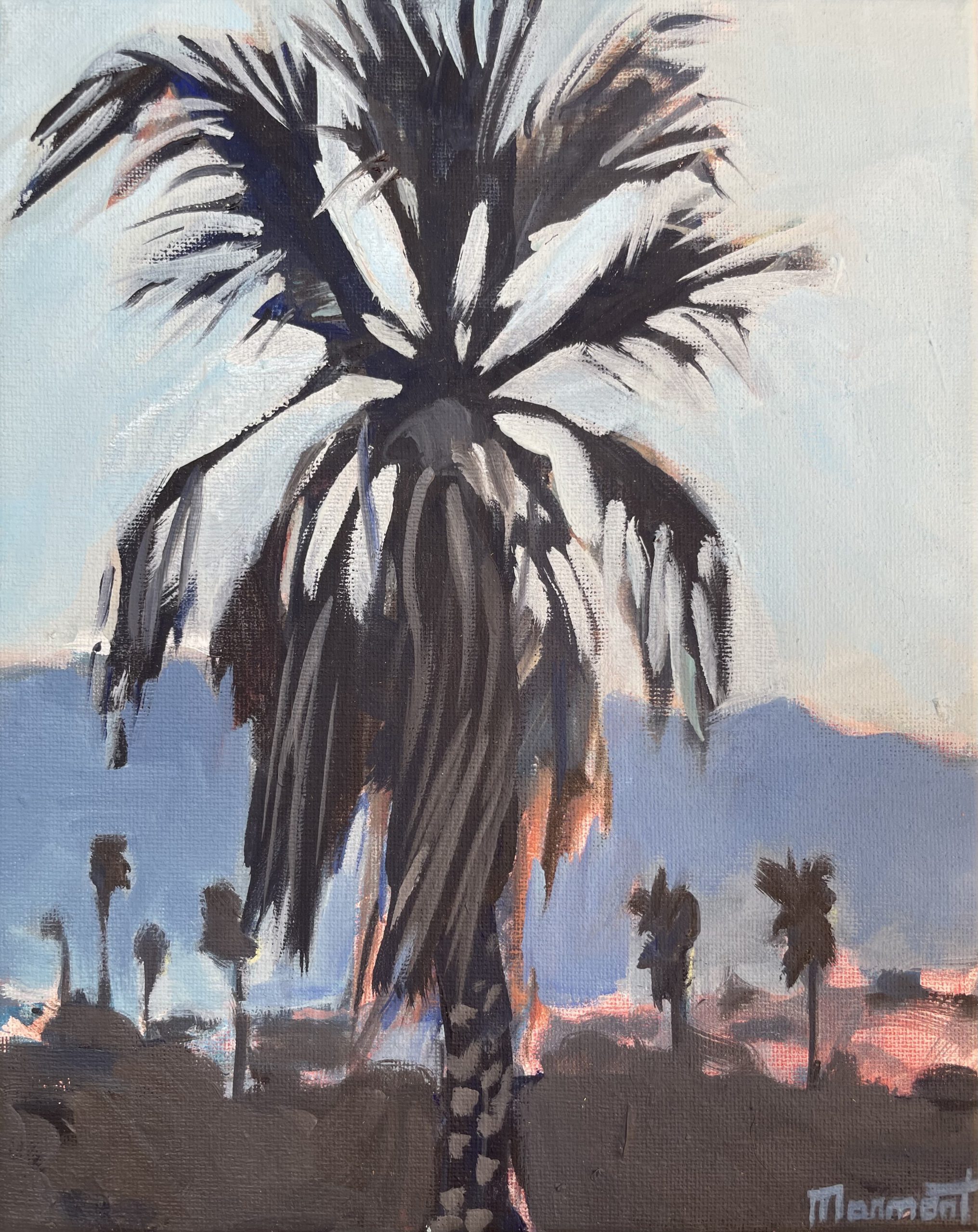 Painting by Rosanna Marmont — Palm at Dusk, 2025, oil on canvas