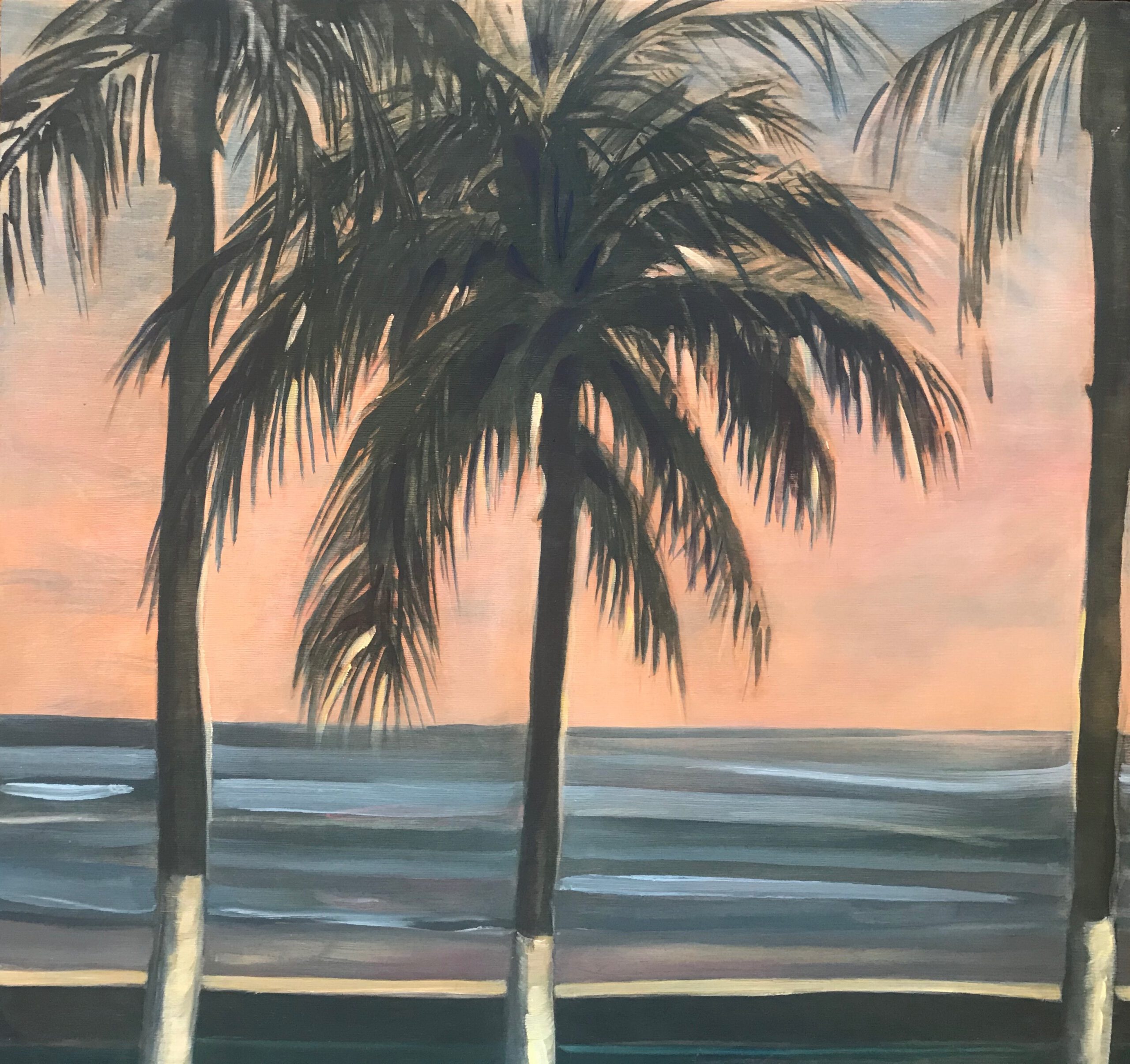 Painting by Rosanna Marmont — Palms, 2020, oil on birch