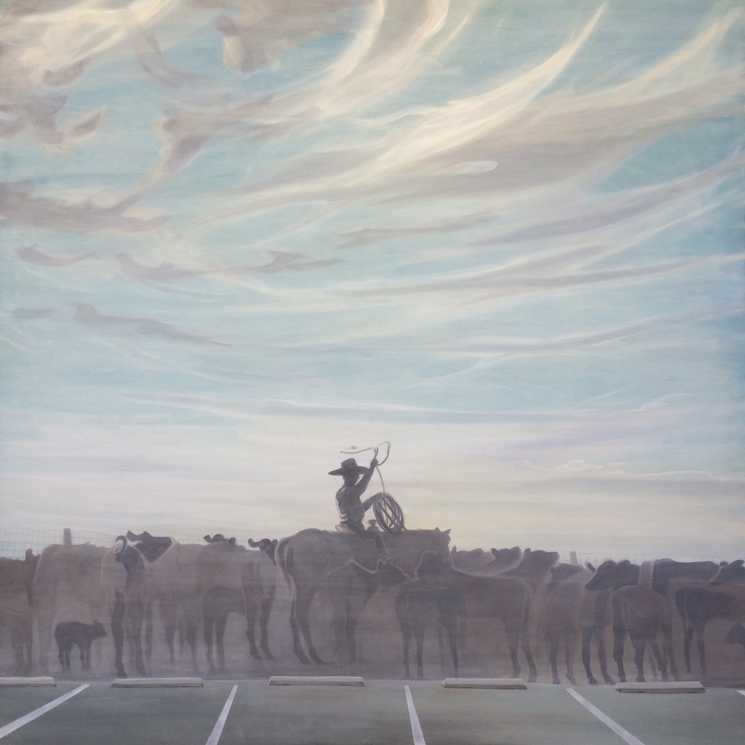 Painting by Rosanna Marmont — Paved Paradise, 2016, oil on maple