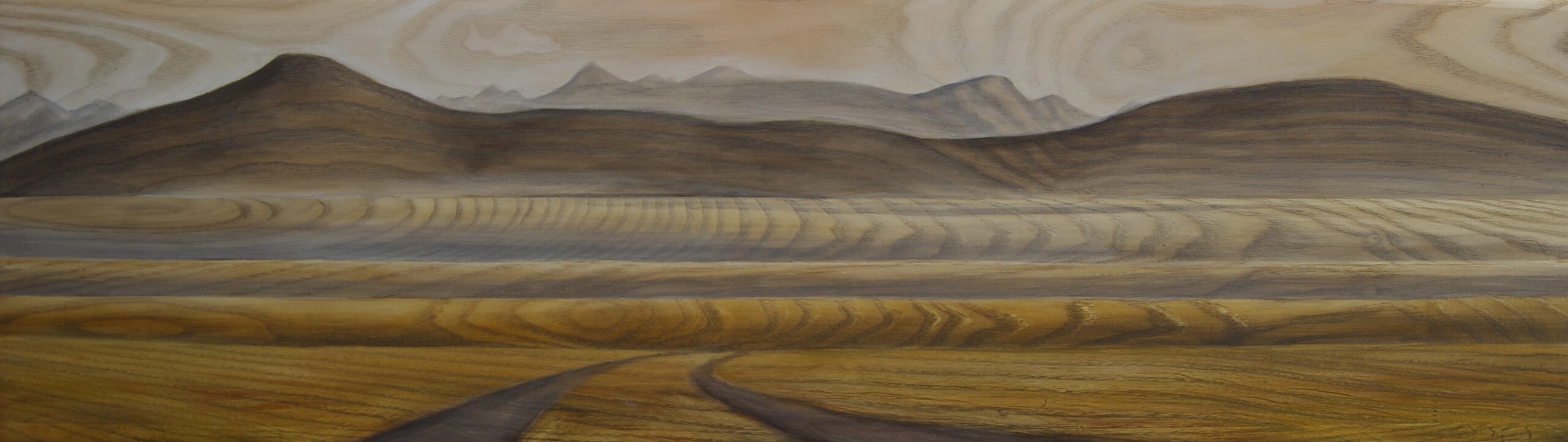 Painting by Rosanna Marmont — Pincher Creek II, 2012, acrylic on oak