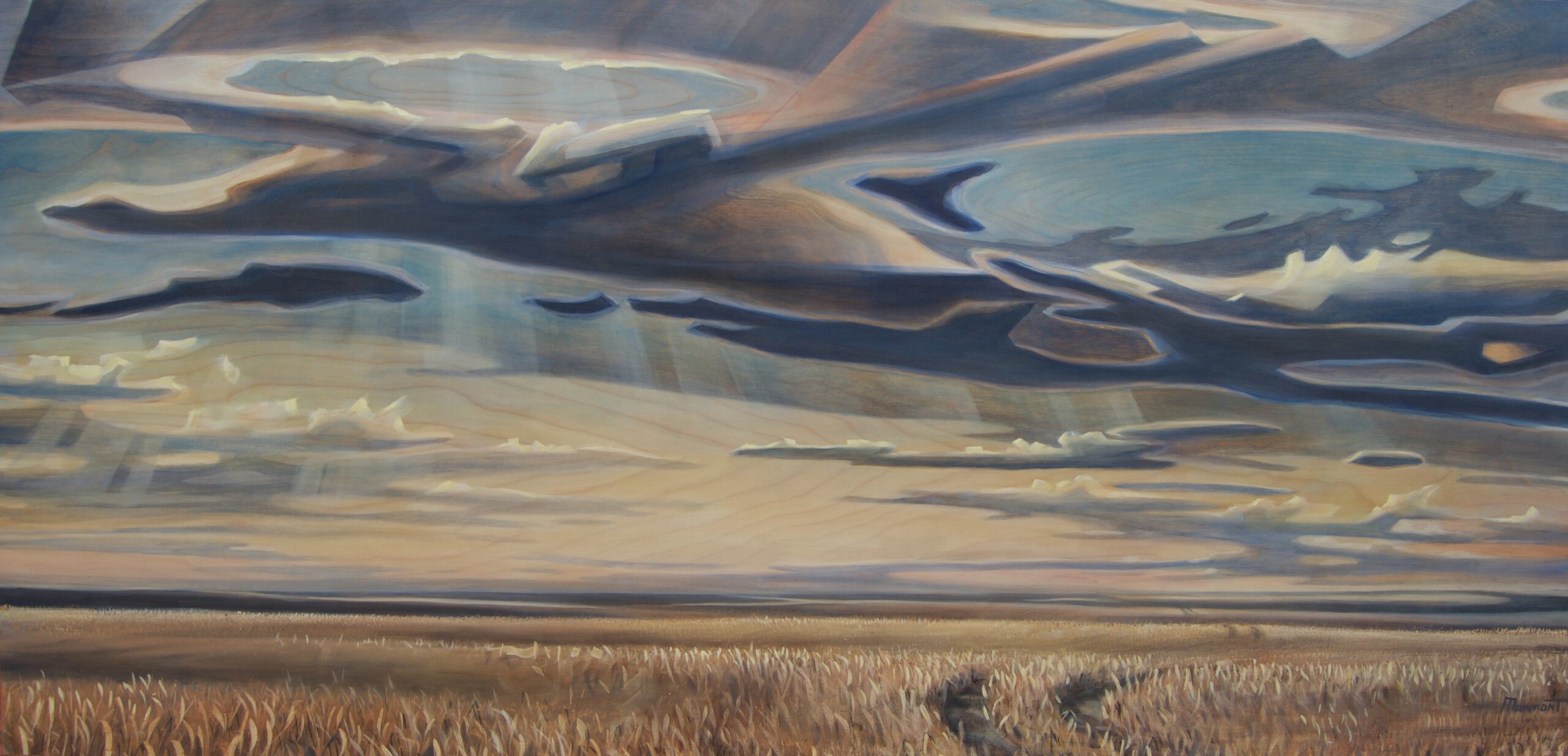 Painting by Rosanna Marmont — Prairie Road, 2018, oil on maple