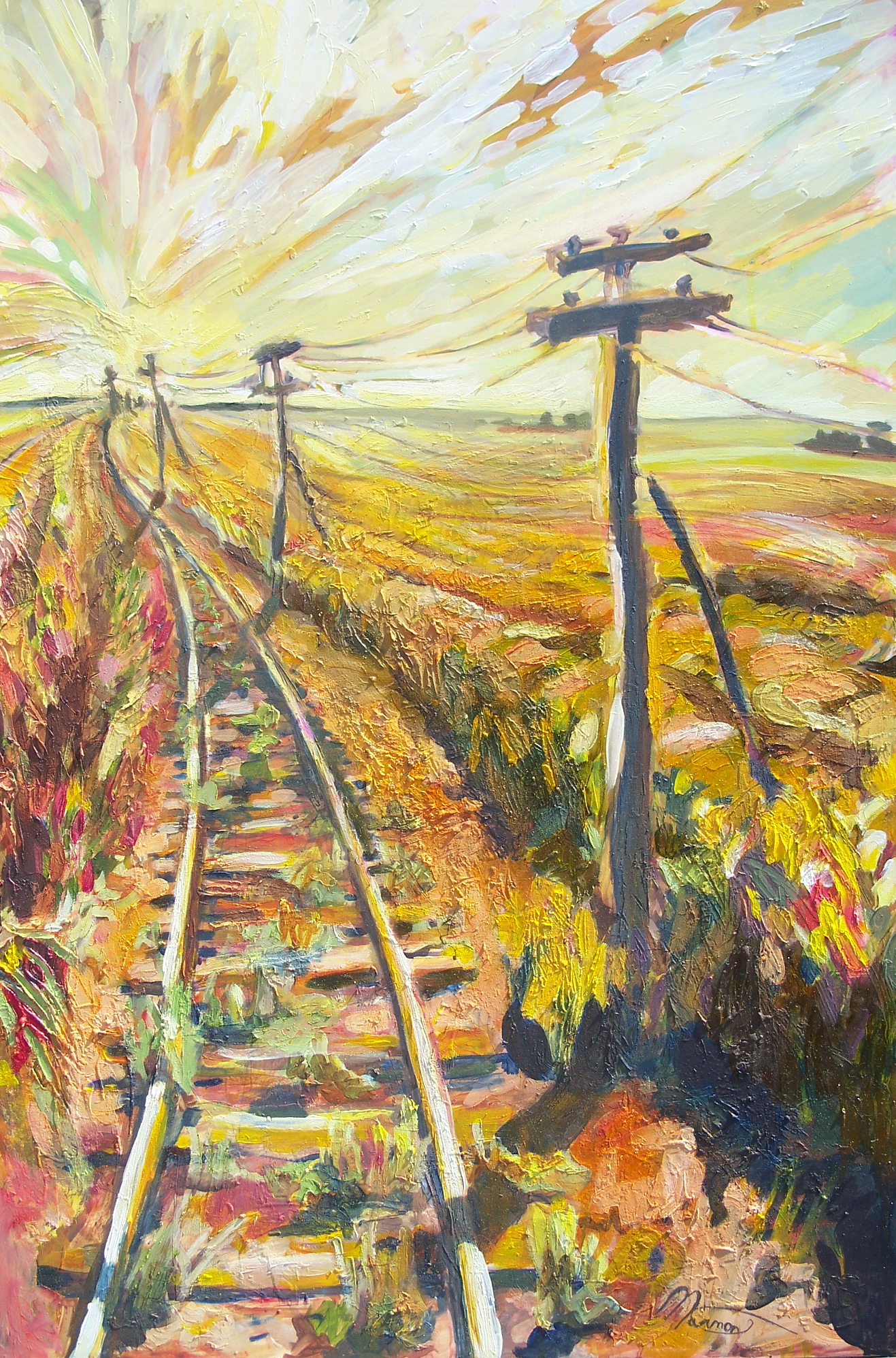 Painting by Rosanna Marmont — Railway, 2007, mixed media