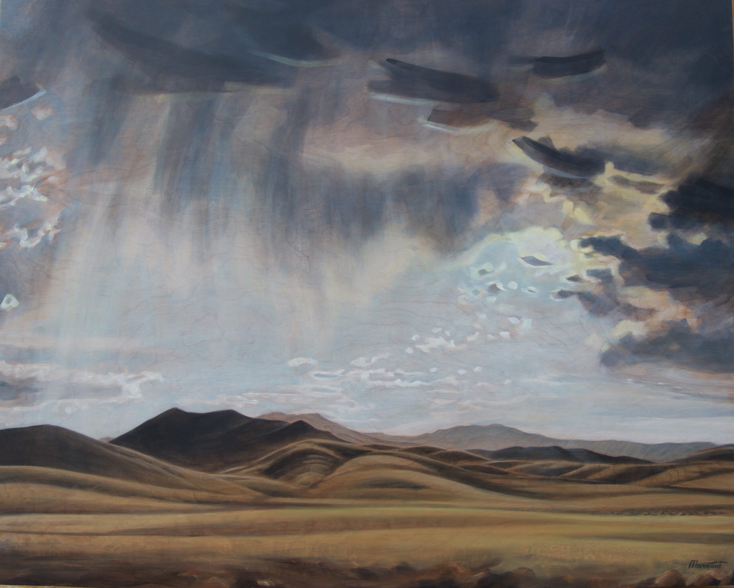 Painting by Rosanna Marmont — Rain Cloud, 2020, oil on maple
