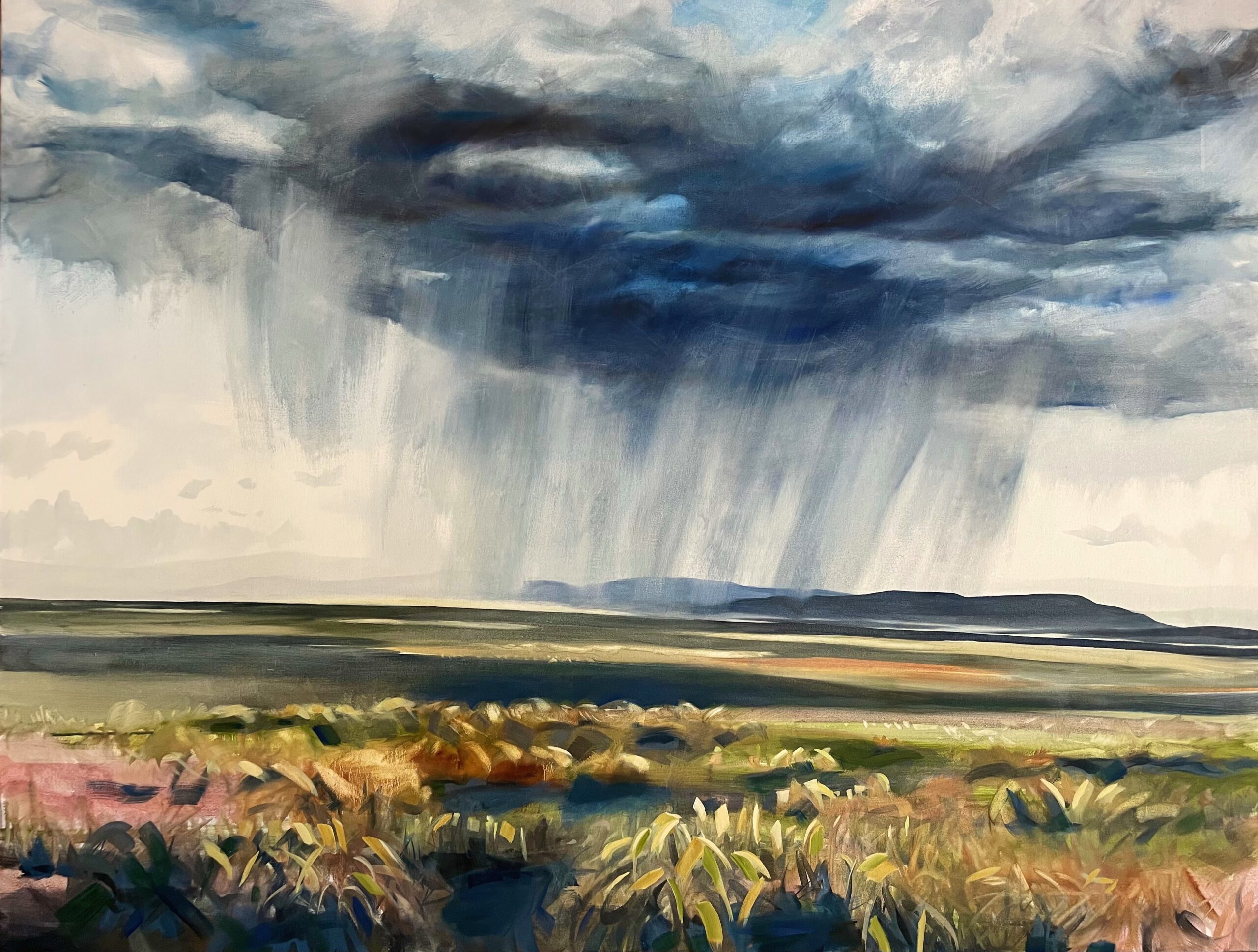 Painting by Rosanna Marmont — Rain in Colour, 2023, oil on canvas