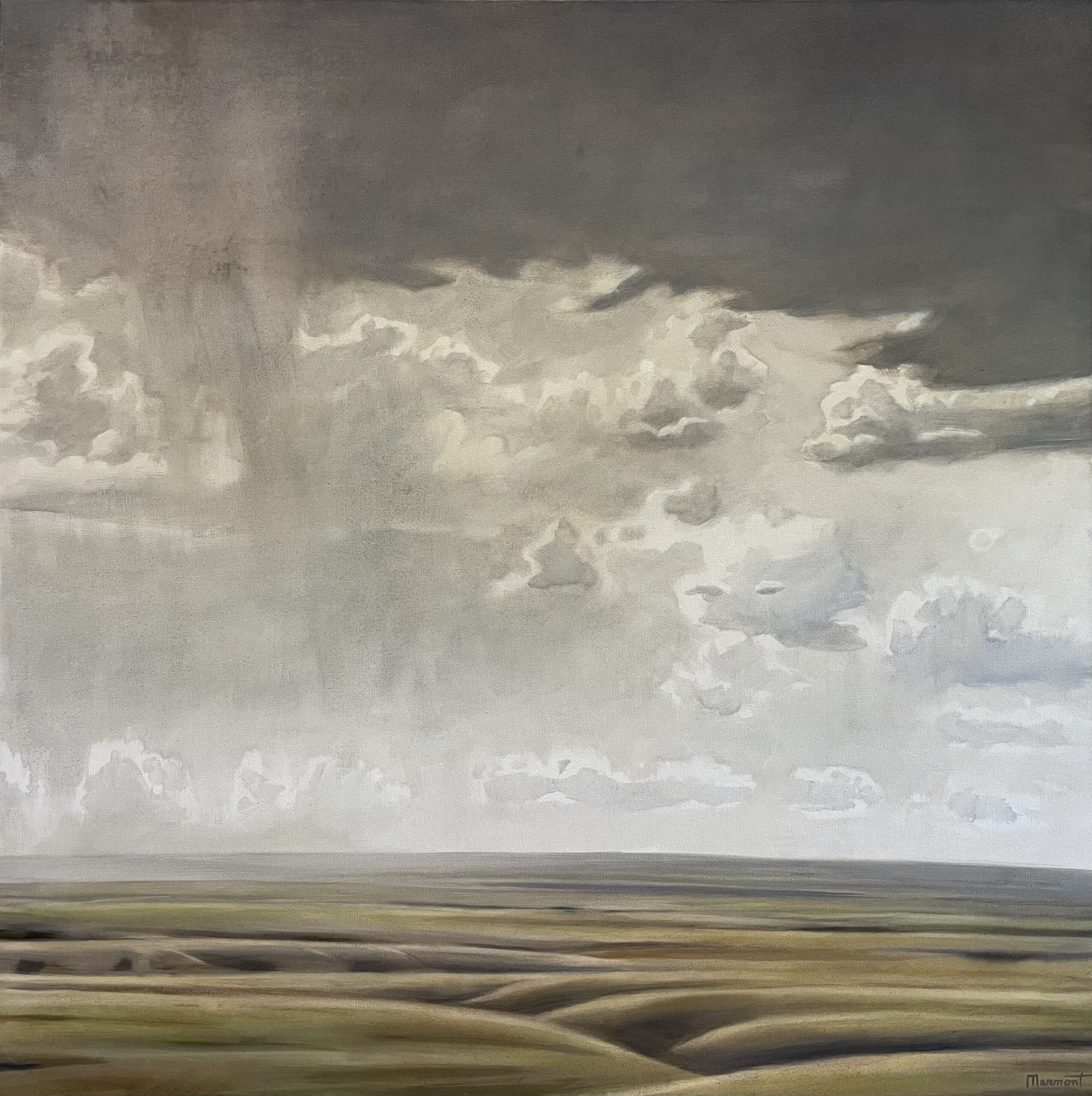 Painting by Rosanna Marmont — Rain on the Prairie, 2022, oil on canvas