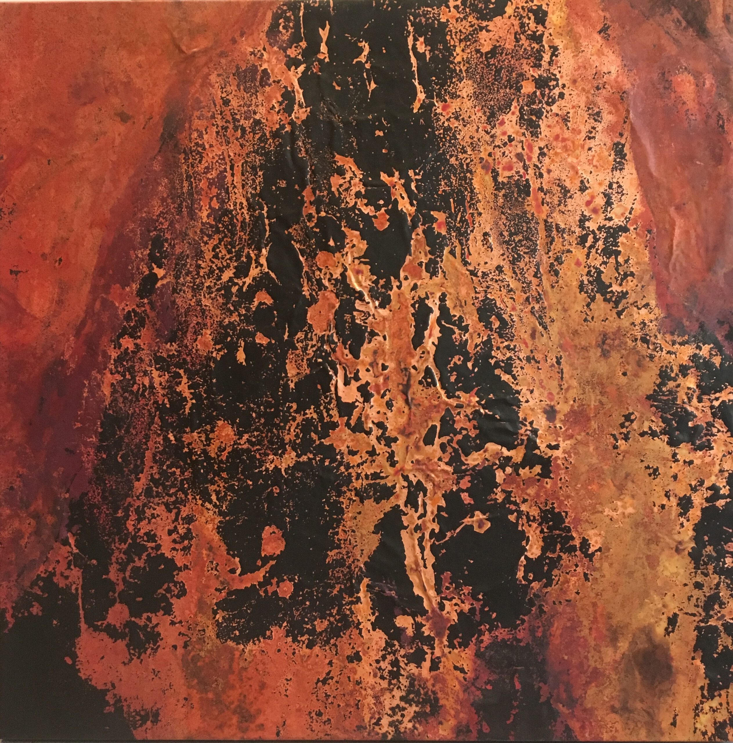 Painting by Rosanna Marmont — Rain on the Window, 2019, fired copper