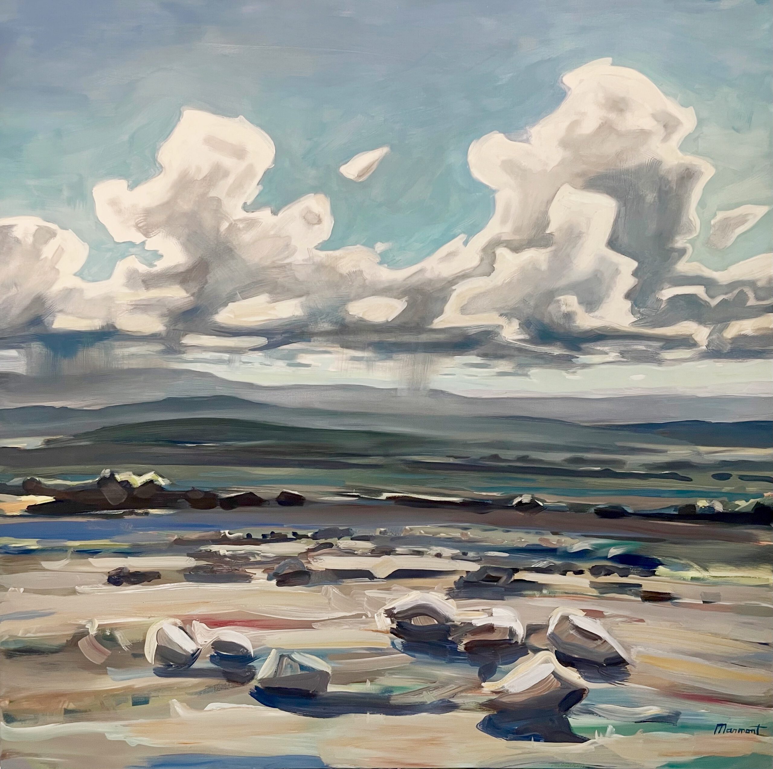 Painting by Rosanna Marmont — Raining, 2025, oil on birch