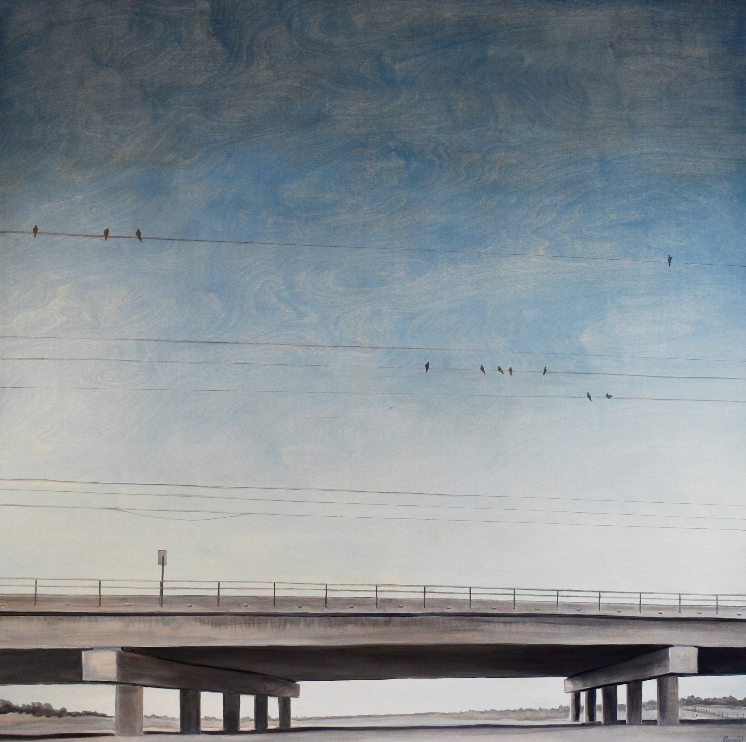Painting by Rosanna Marmont — River Wash, 2018, oil and pencil on birch
