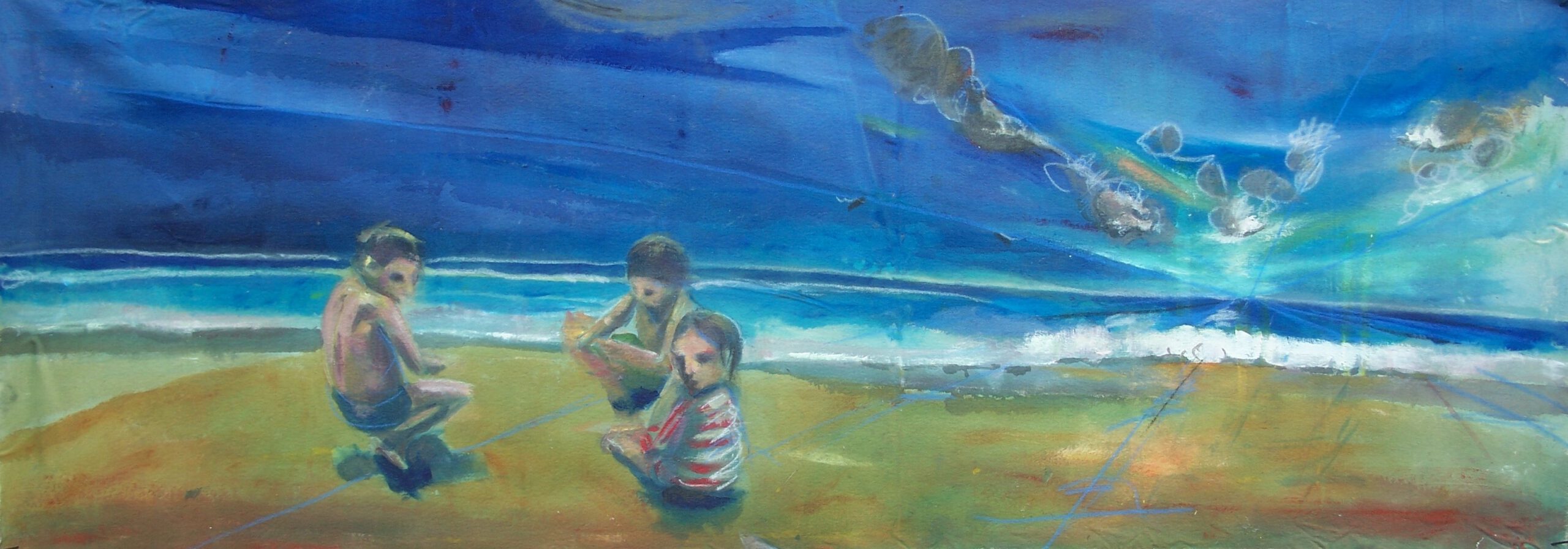 Painting by Rosanna Marmont — Sand Castles II, 2008, acrylic on raw canvas