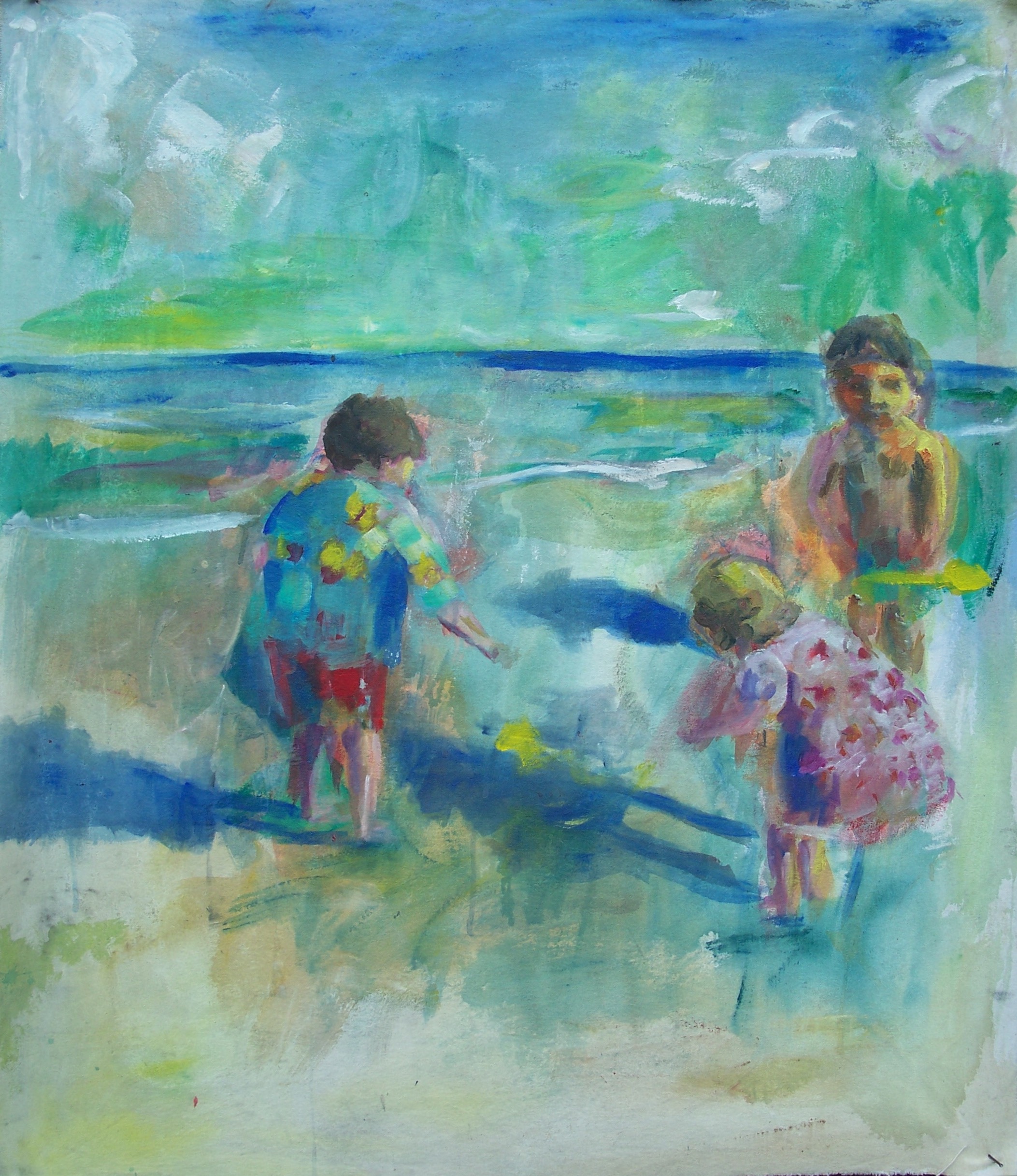 Painting by Rosanna Marmont — Sand Castles, 2008, acrylic on raw canvas