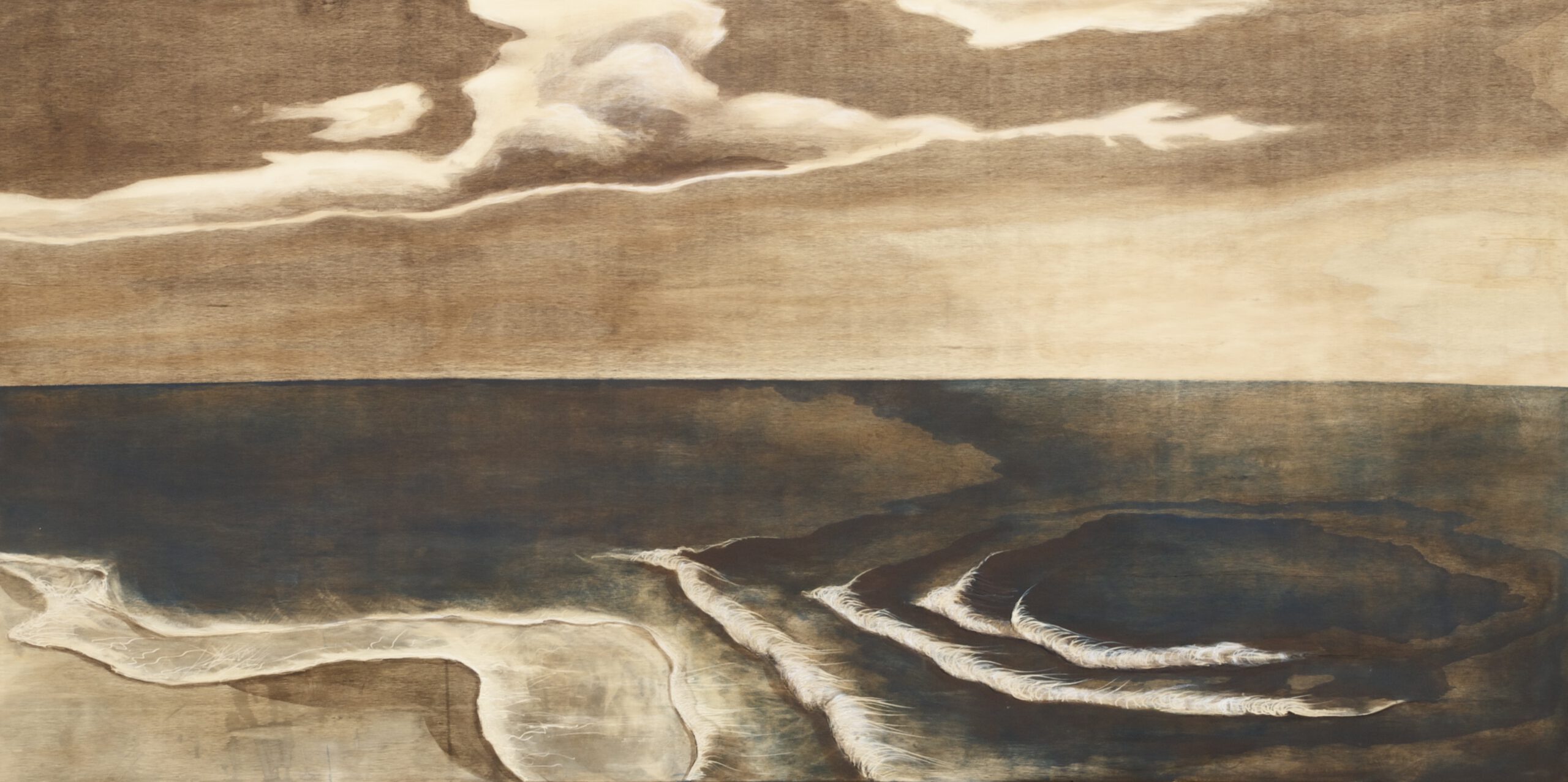 Painting by Rosanna Marmont — Sea Shoal, 2011, oil and acrylic on pine