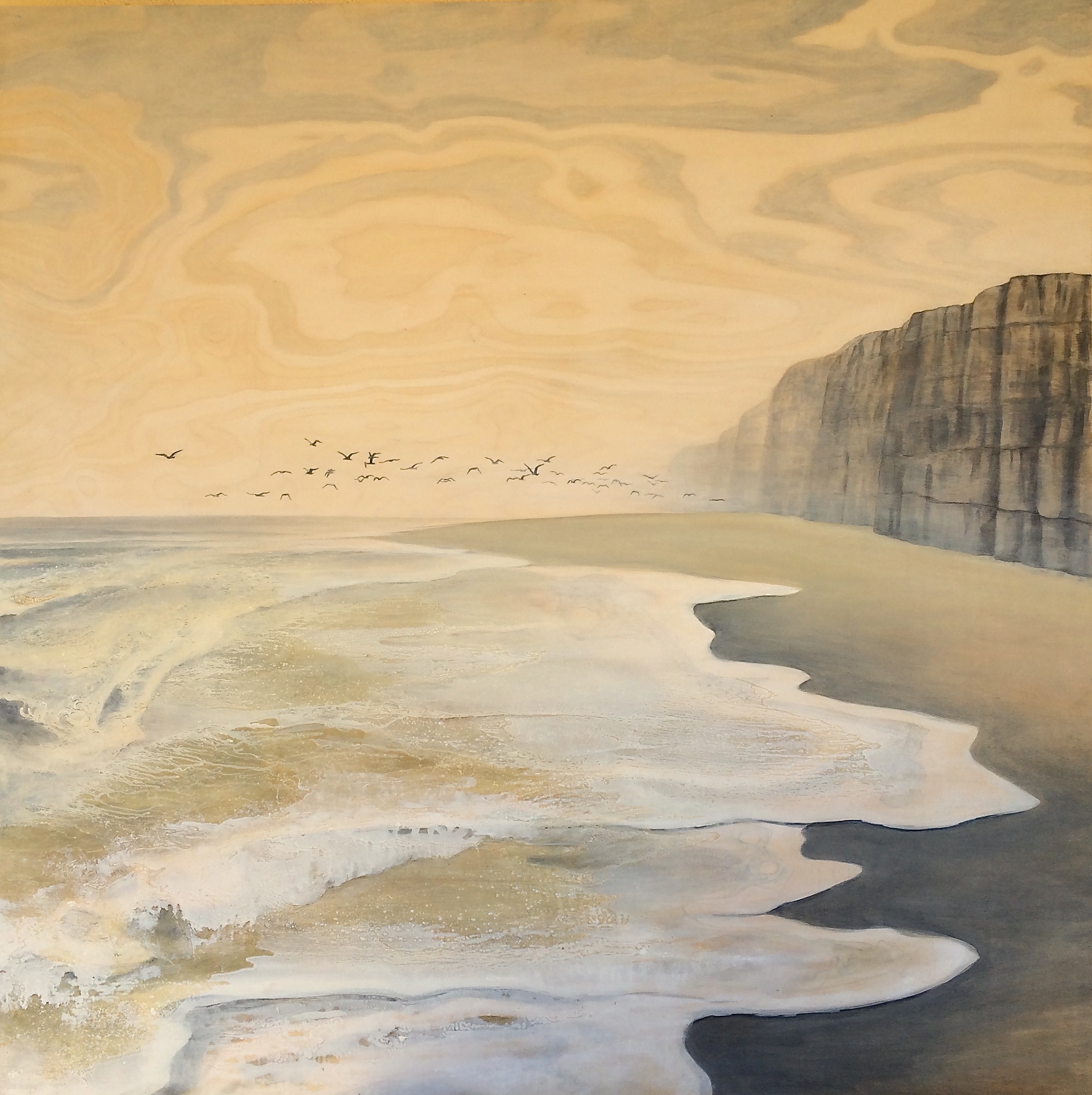 Painting by Rosanna Marmont — Secret Beach, 2015, oil on birch