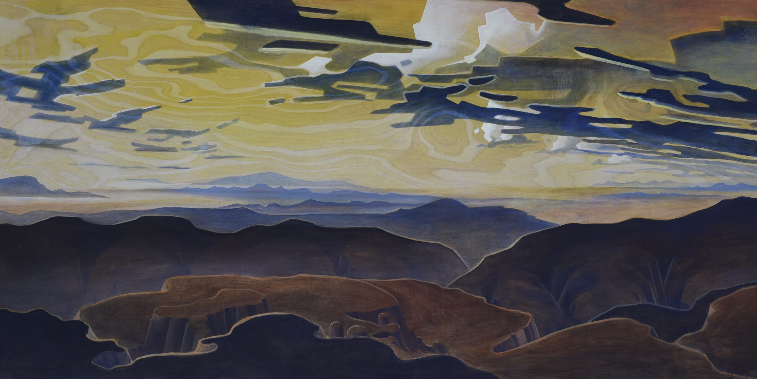 Painting by Rosanna Marmont — Sky Islands, 2017, oil on birch