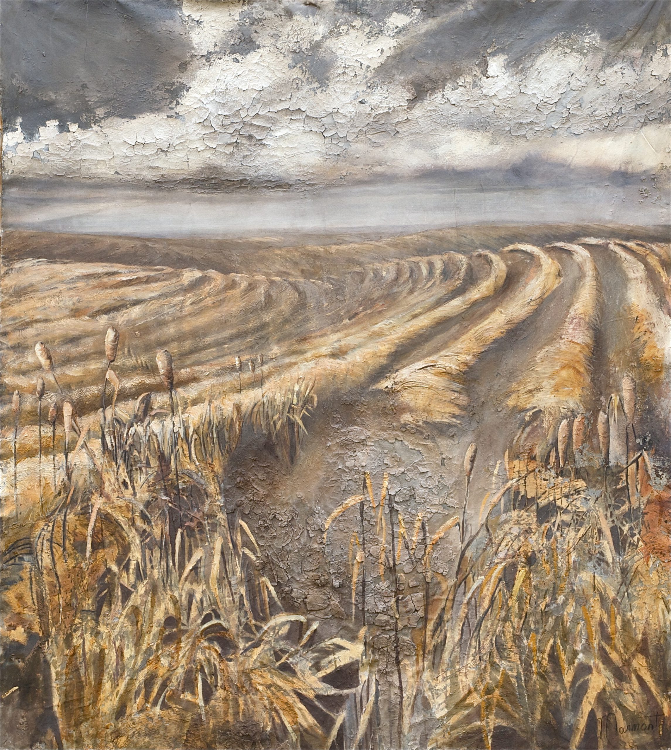 Painting by Rosanna Marmont — Slough, 2011, acrylic, clay, and oil on canvas