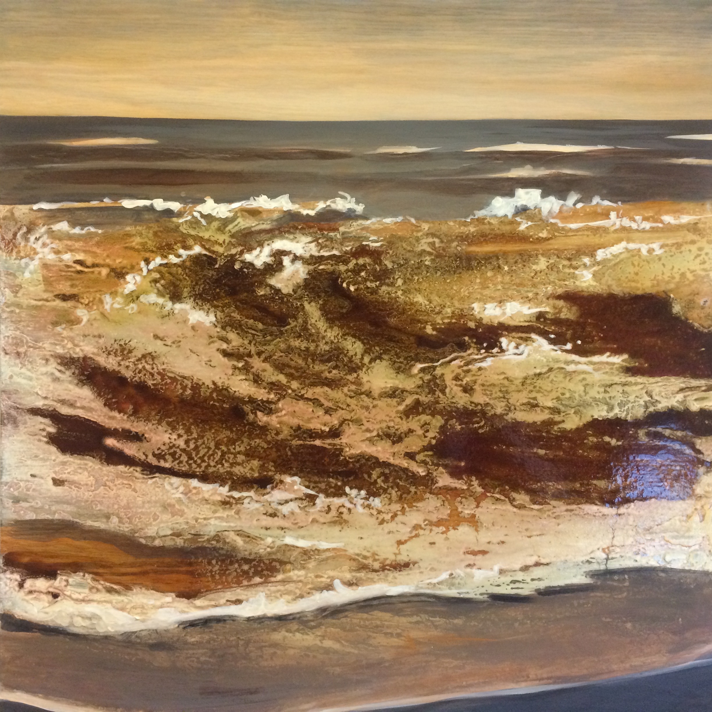Painting by Rosanna Marmont — Stormy Waves, 2016, mixed media on board