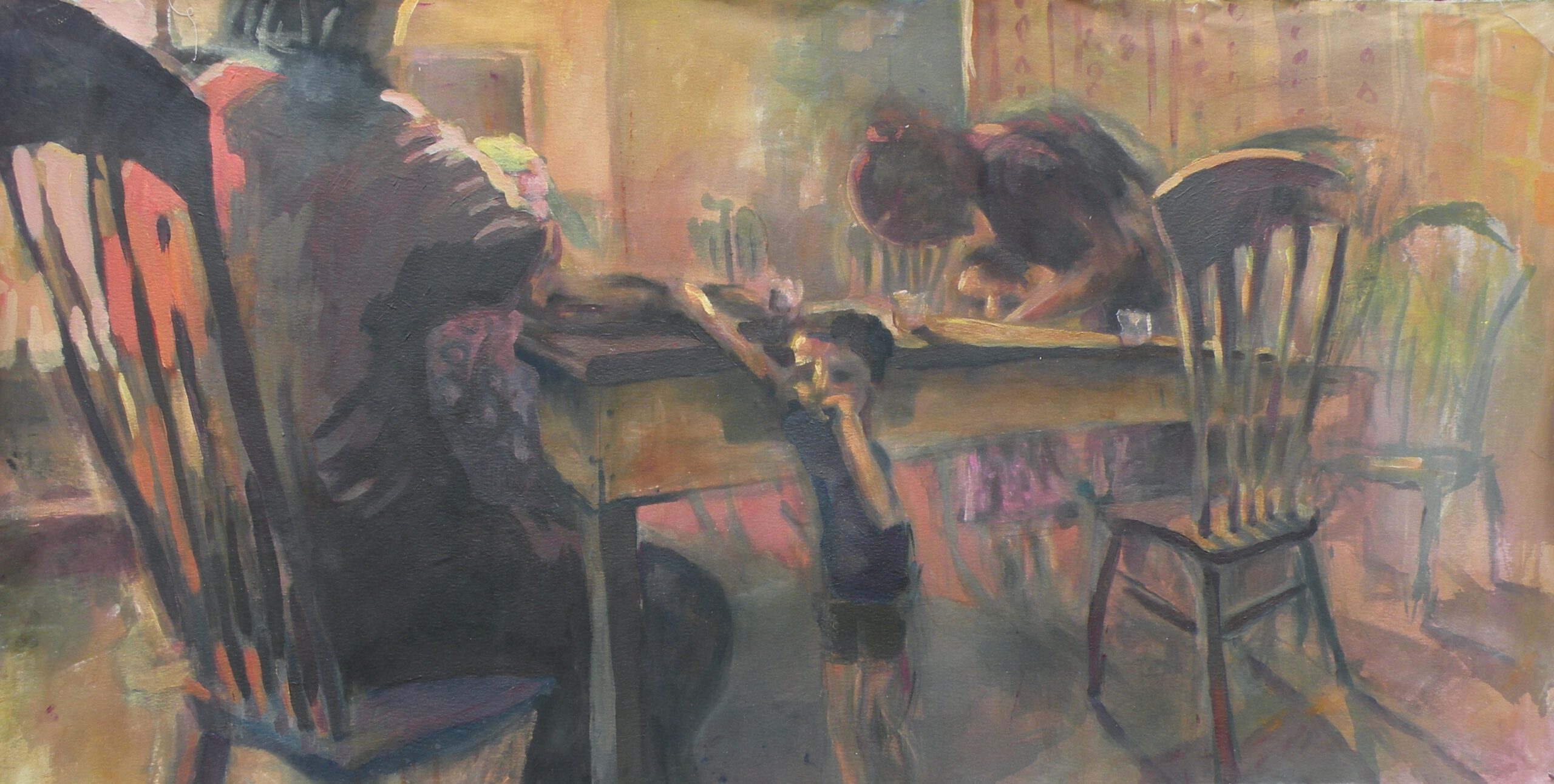 Painting by Rosanna Marmont — Strangers, 2008, acrylic on raw canvas