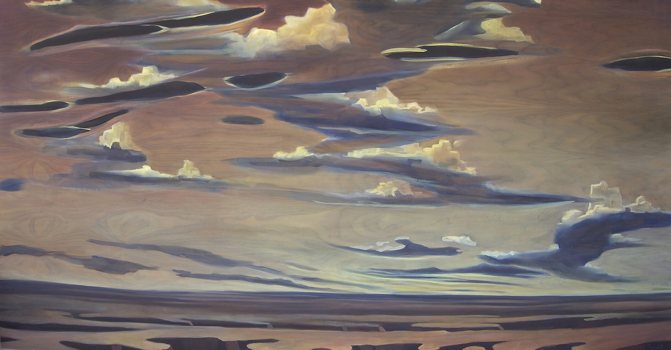 Painting by Rosanna Marmont — Sundown, 2015, oil on walnut