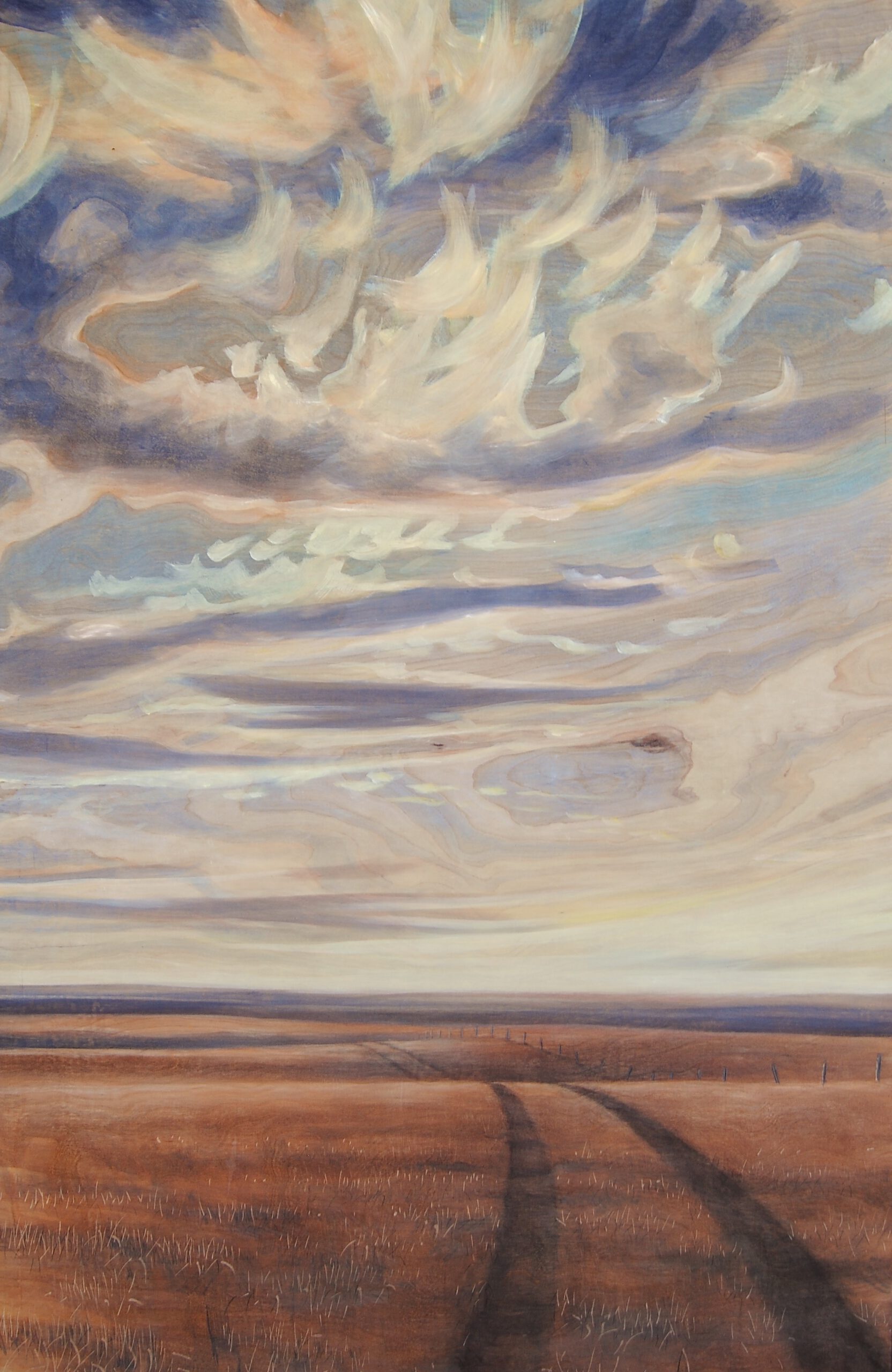 Painting by Rosanna Marmont — Tracks, 2014, oil on maple