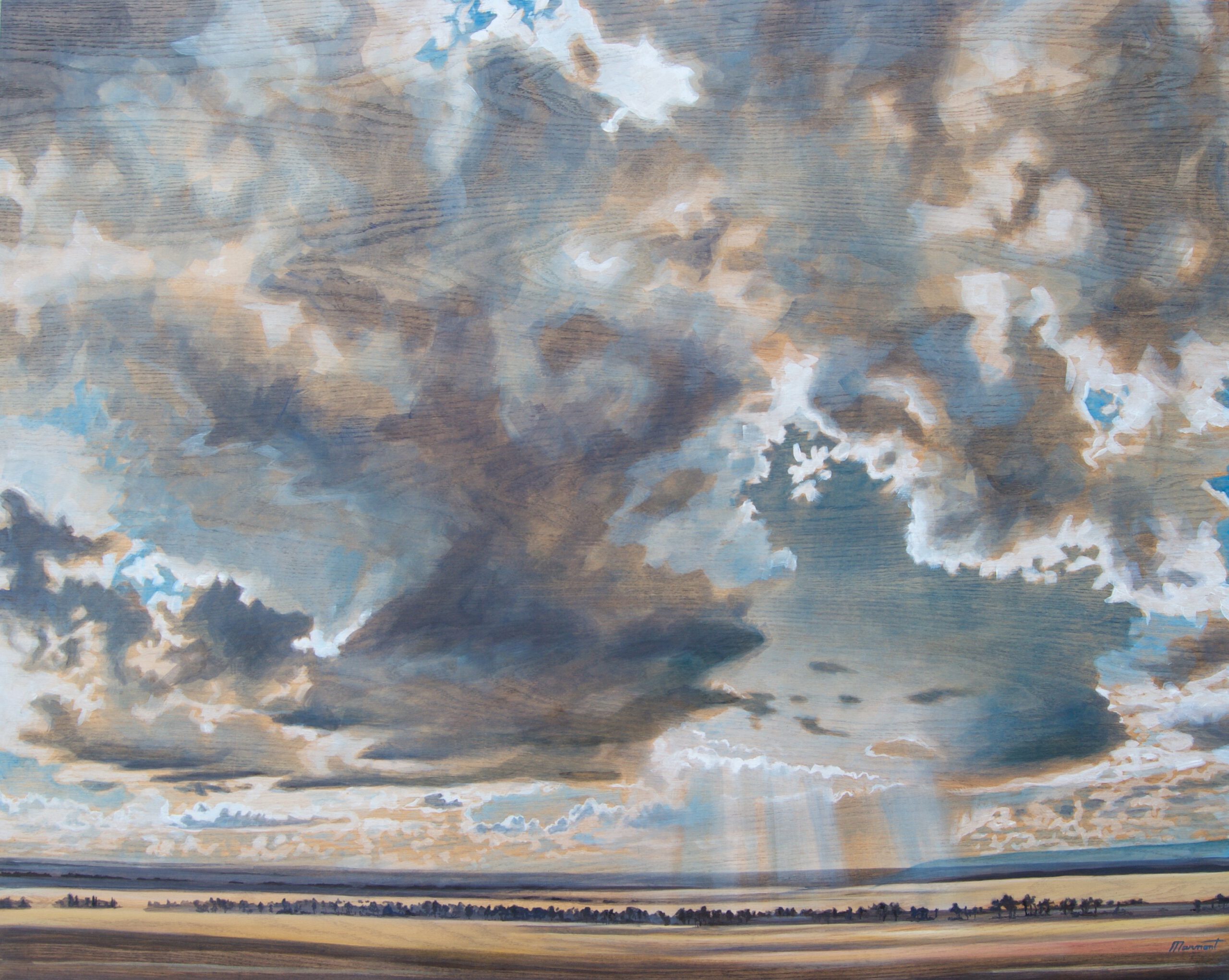 Painting by Rosanna Marmont — Treeline, 2020, oil on oak