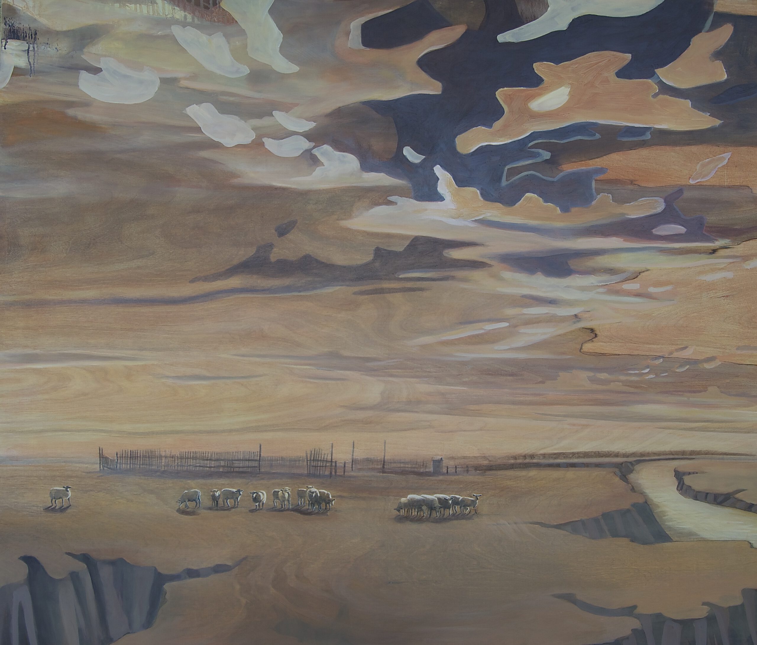 Painting by Rosanna Marmont — Unlatched, 2014, oil on maple