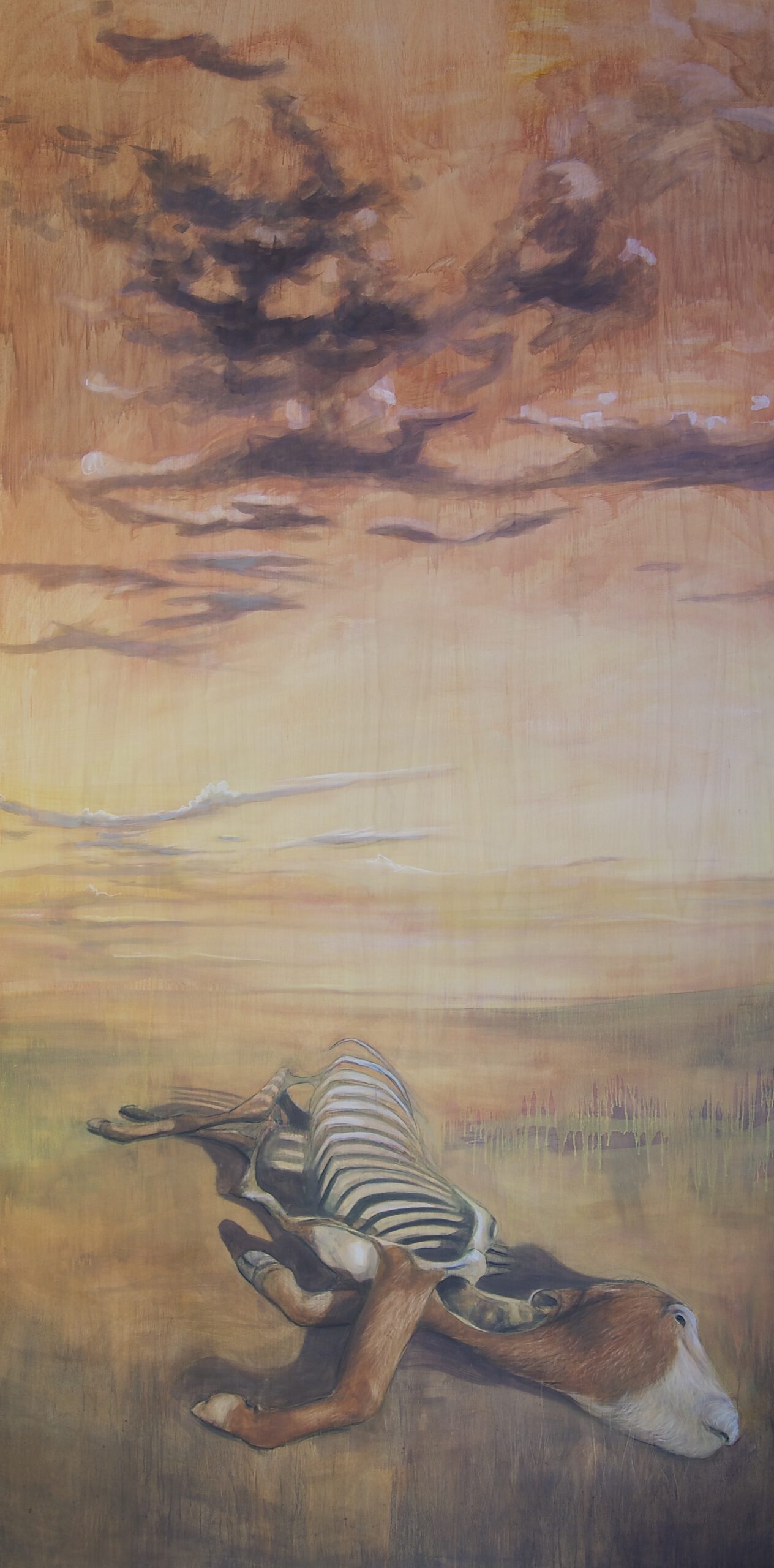 Painting by Rosanna Marmont — Walk On, 2015, oil on ash